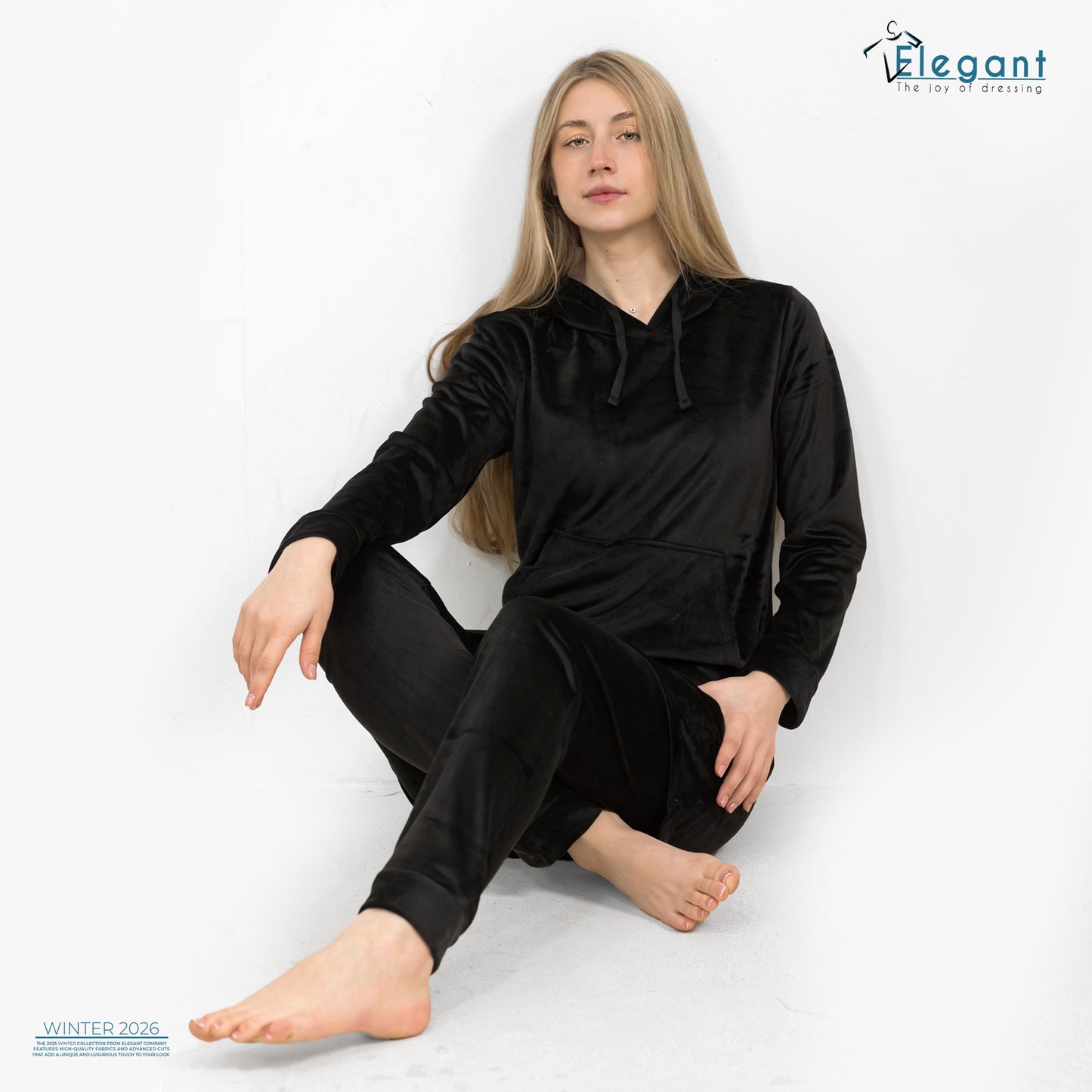 Velvet Long Top PJ - Black