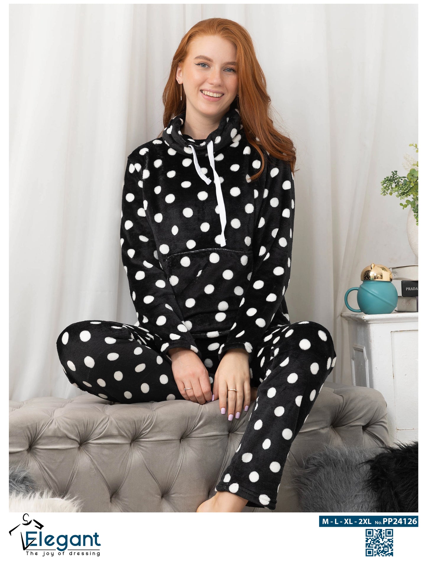 Polar PJ Turtleneck - Black Polka Dots