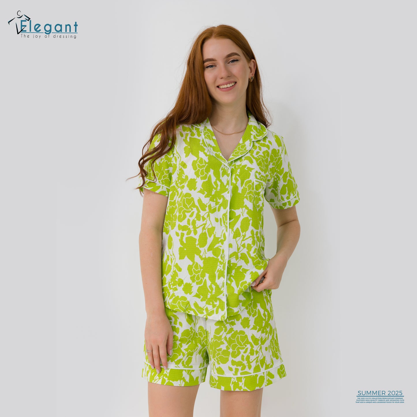 Woven Viscose Classic PJ Shorts - Floral Green