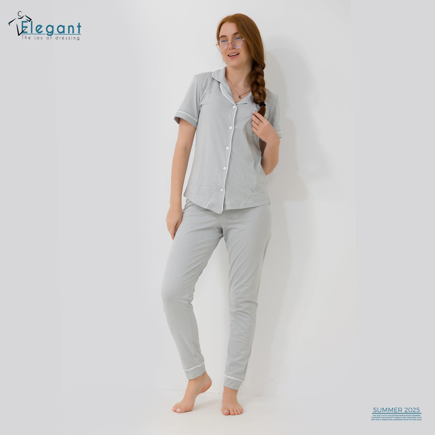 Classic PJ Pants Cotton Plain - Light Grey