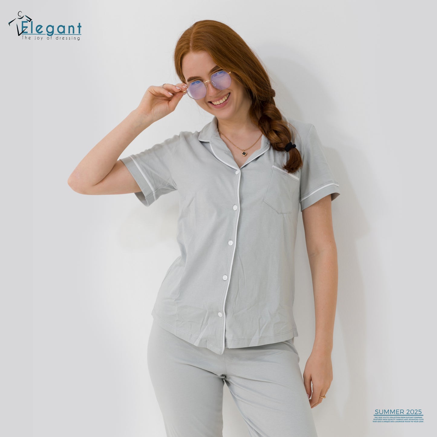 Classic PJ Pants Cotton Plain - Light Grey