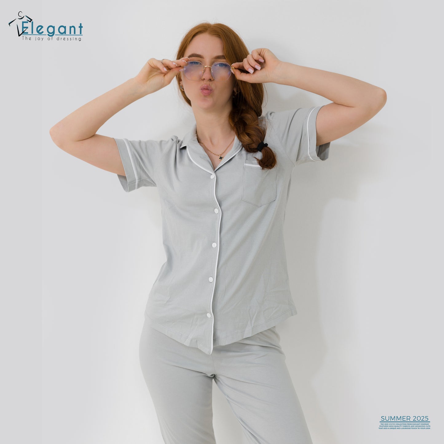 Classic PJ Pants Cotton Plain - Light Grey