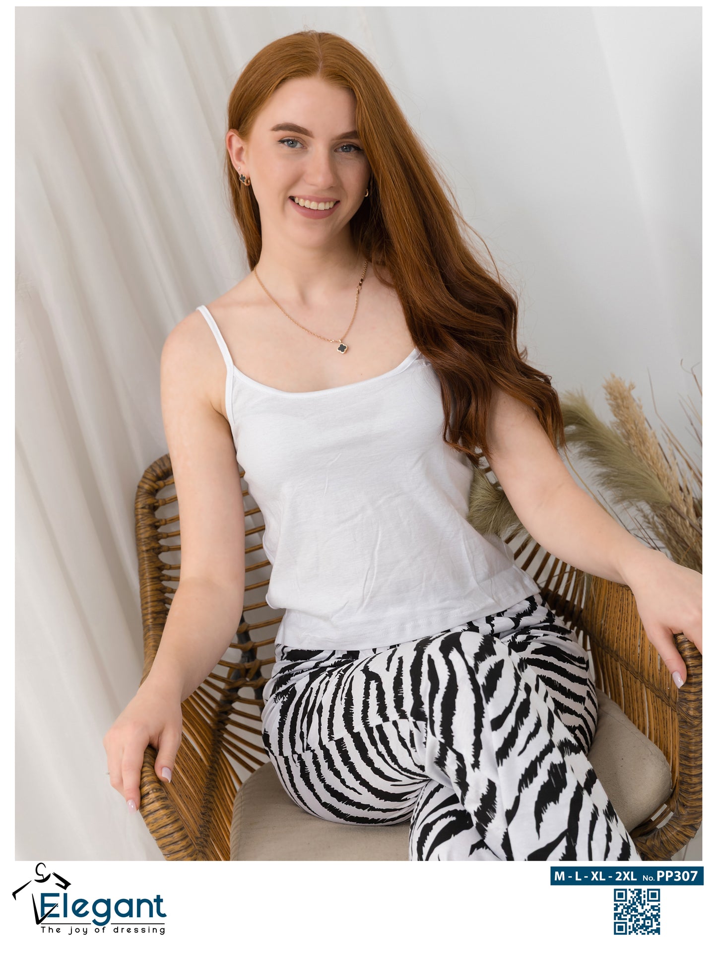 PJ Wide Leg Cotton straps - White Zebra