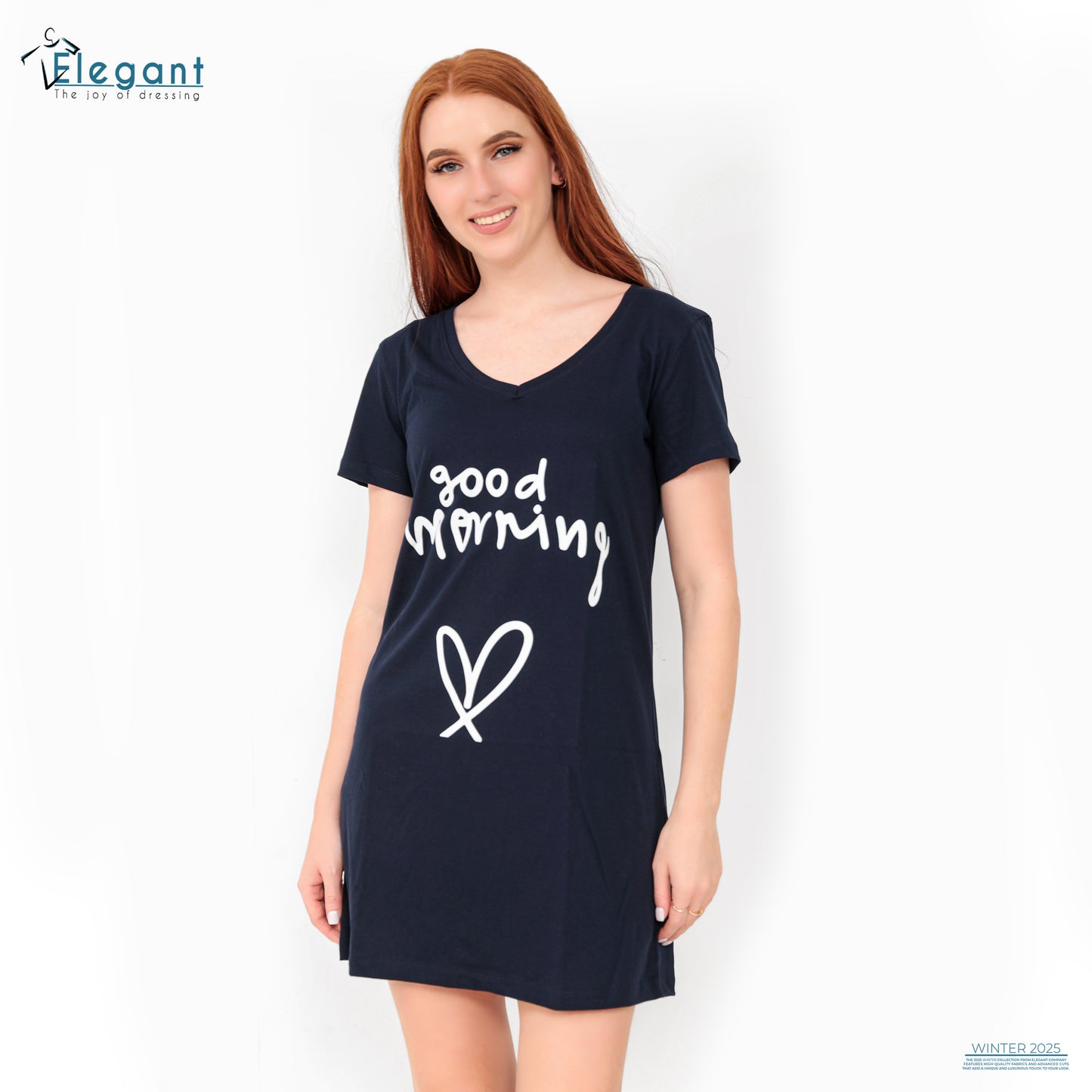 Nightshirt cotton Navy - good morning