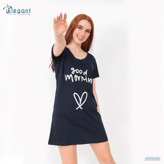 Nightshirt cotton Navy - good morning