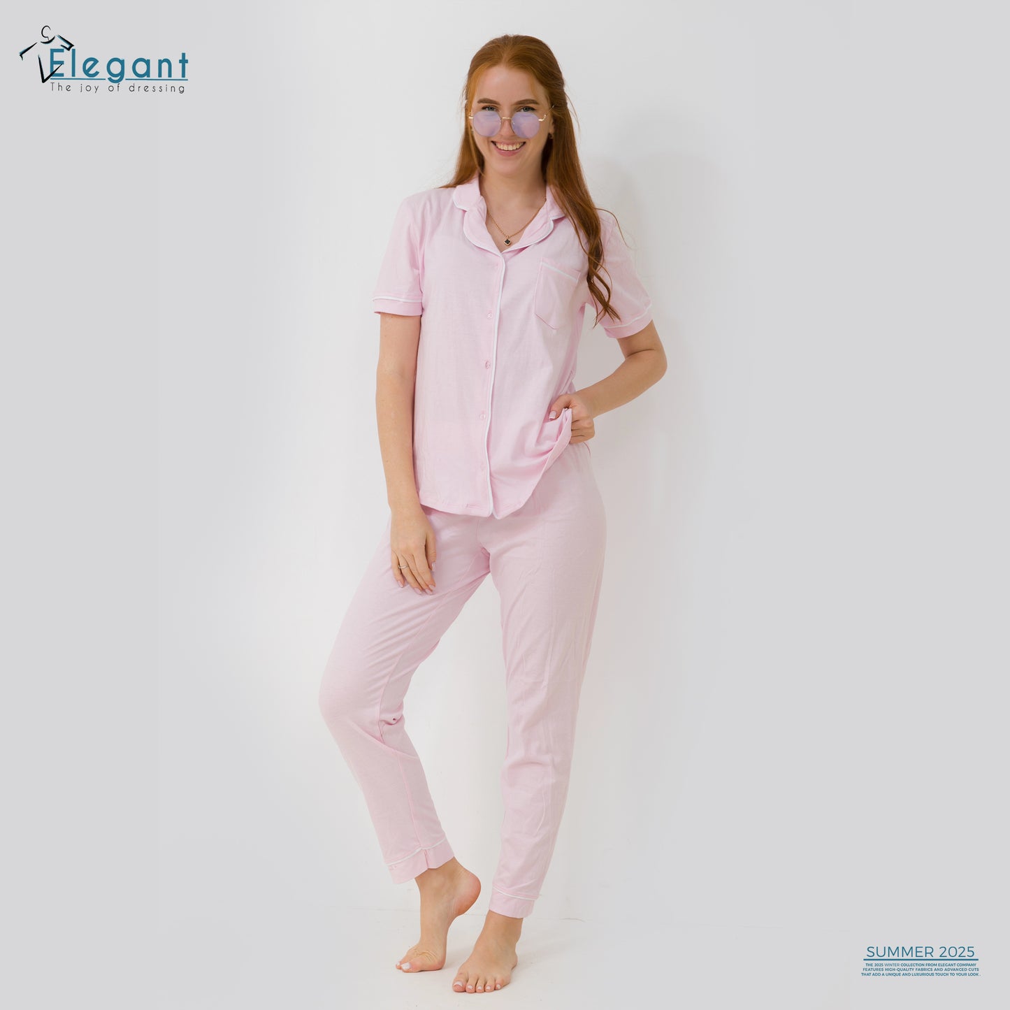 Classic PJ Pants Cotton - Plain Baby Rose