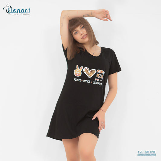 Nightshirt cotton Black  - Peace.love.coffee