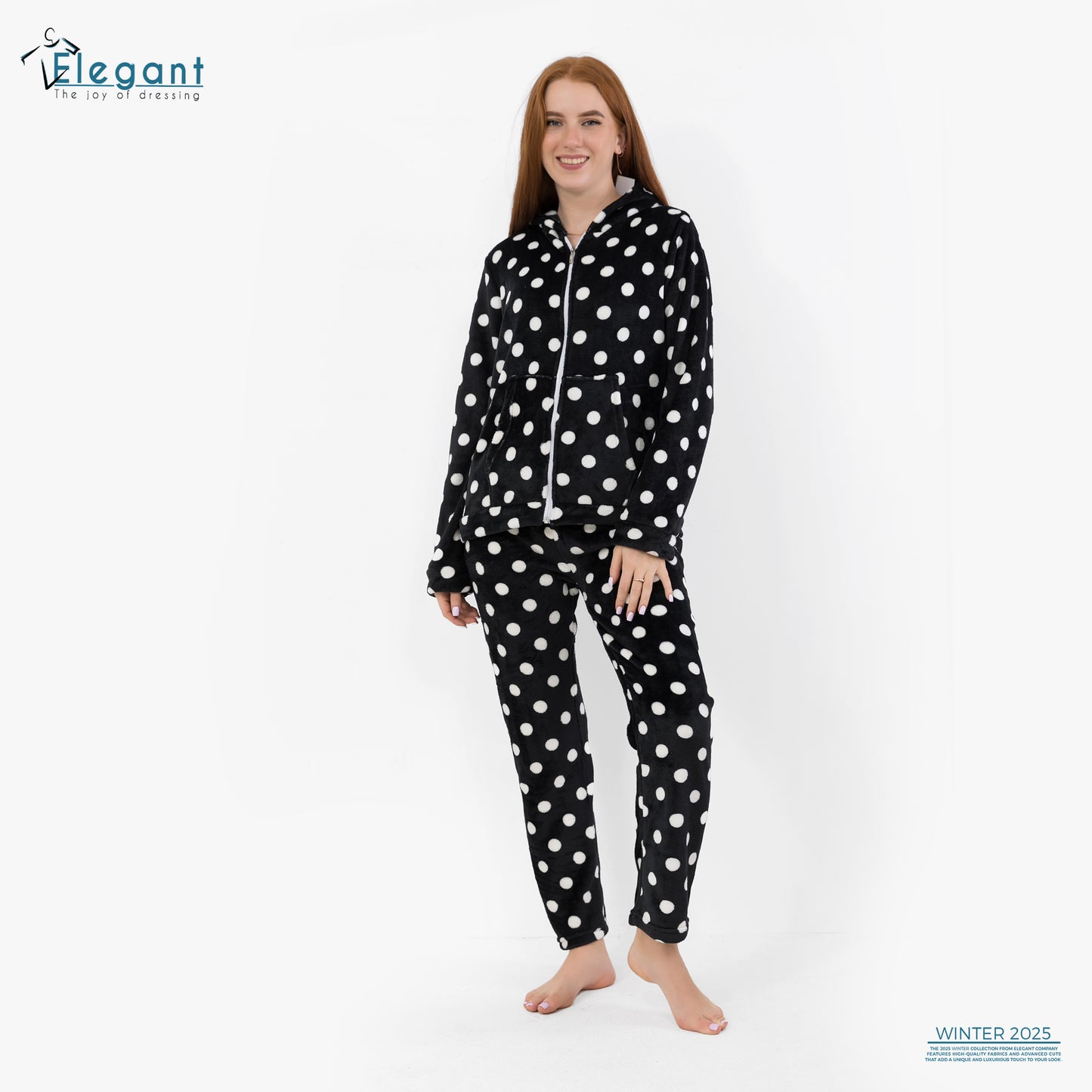 Polar Zipper PJ Hoodie - Black Dots