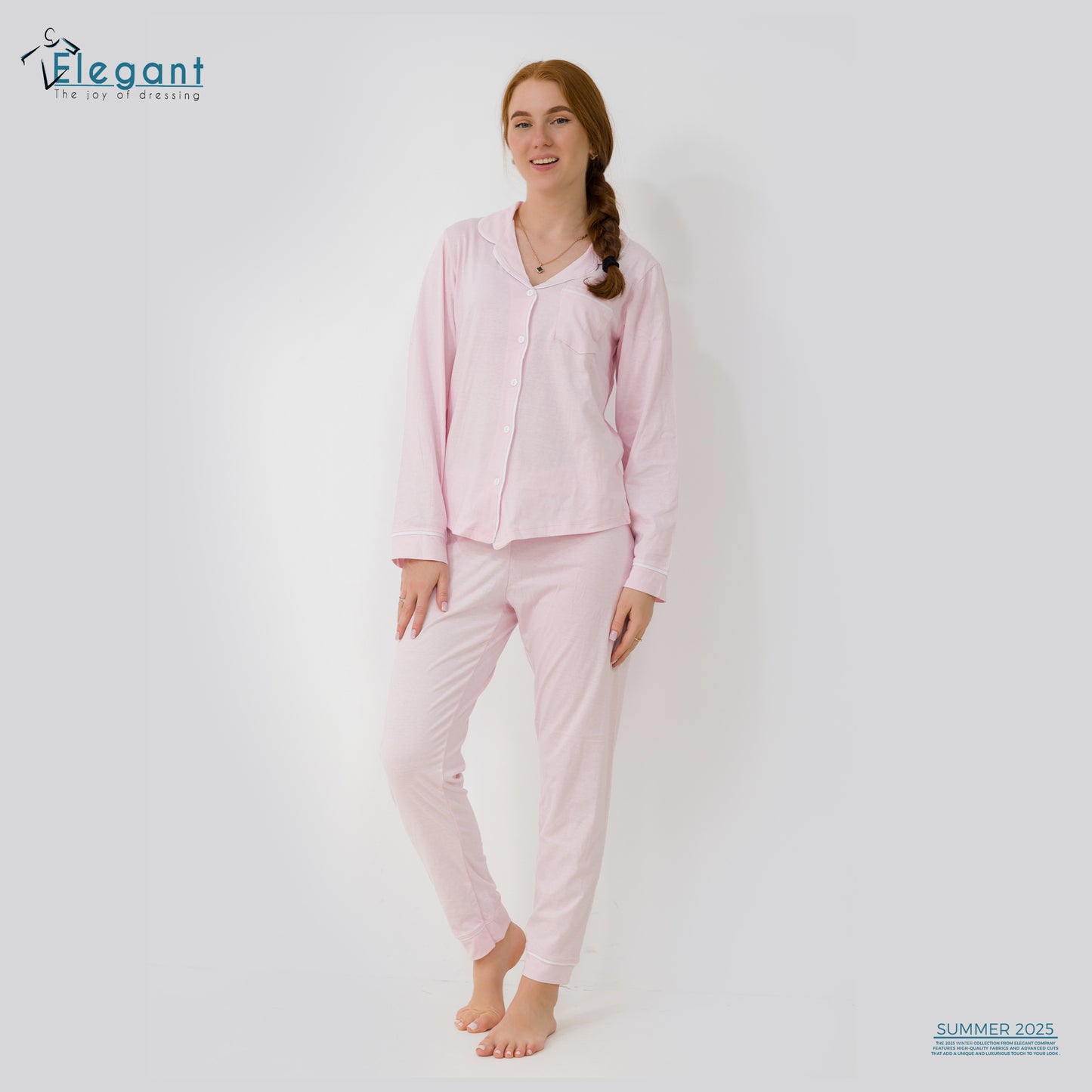 Cotton Long sleeves Classic PJ Pants - Baby Rose