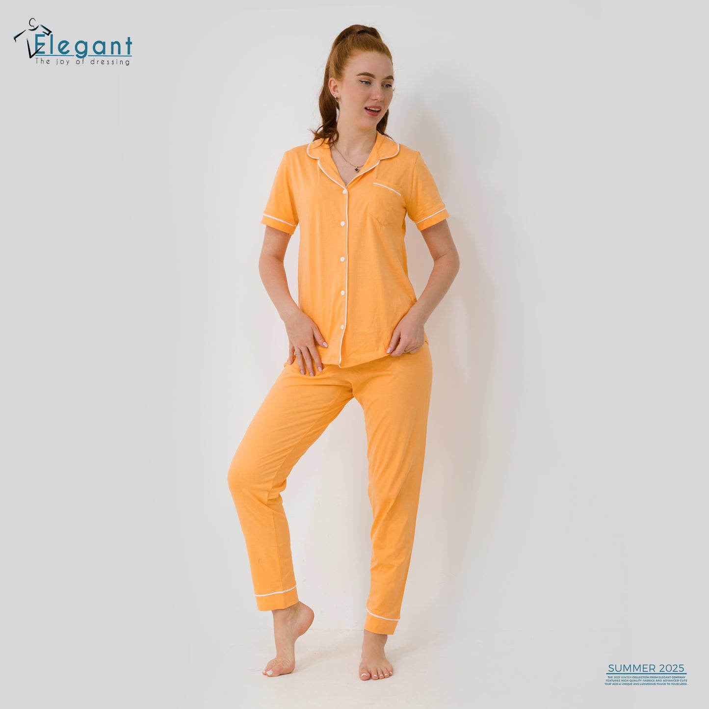 Classic PJ Pants Cotton Plain - Pastel Orange