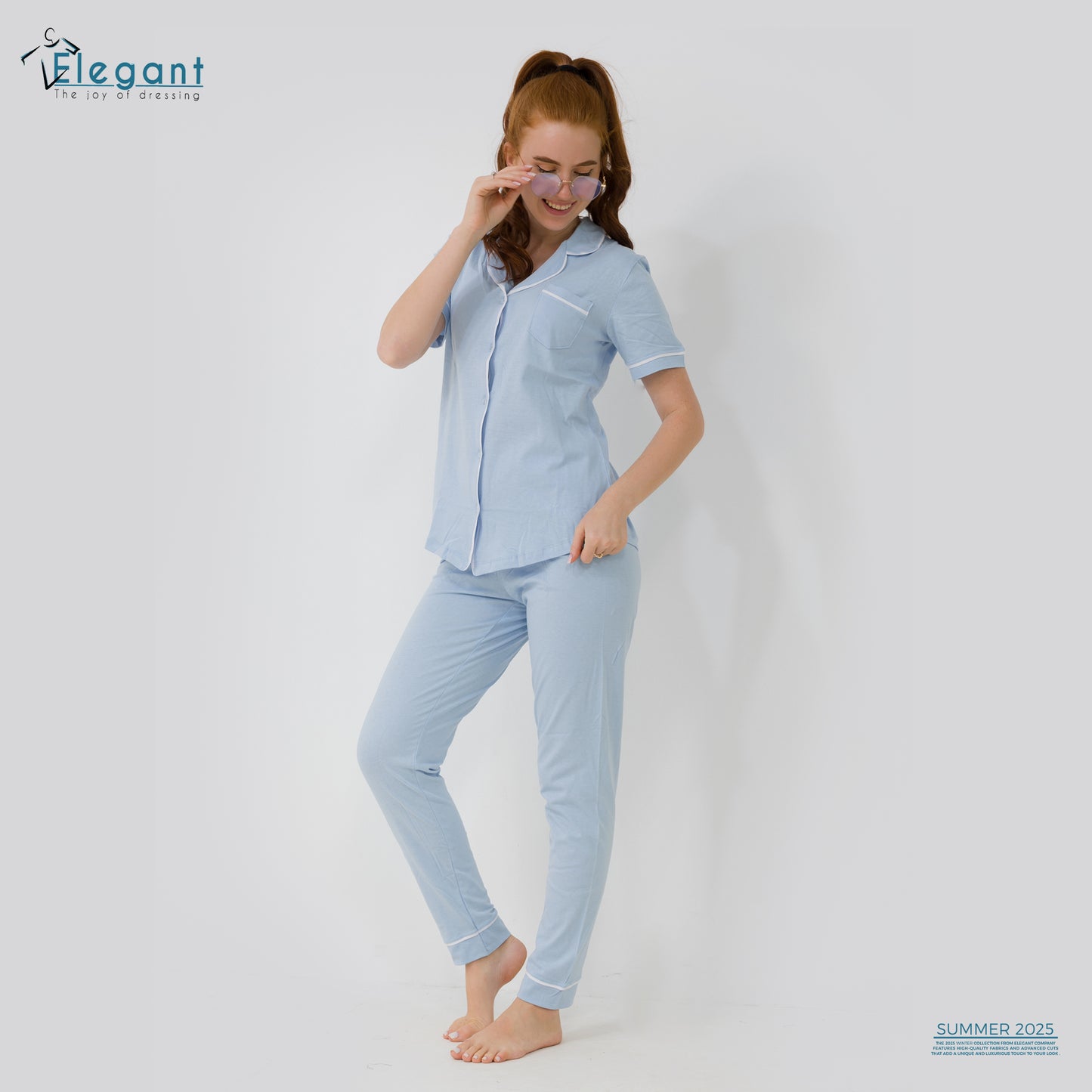 Classic PJ Pants Cotton - Plain Baby Blue