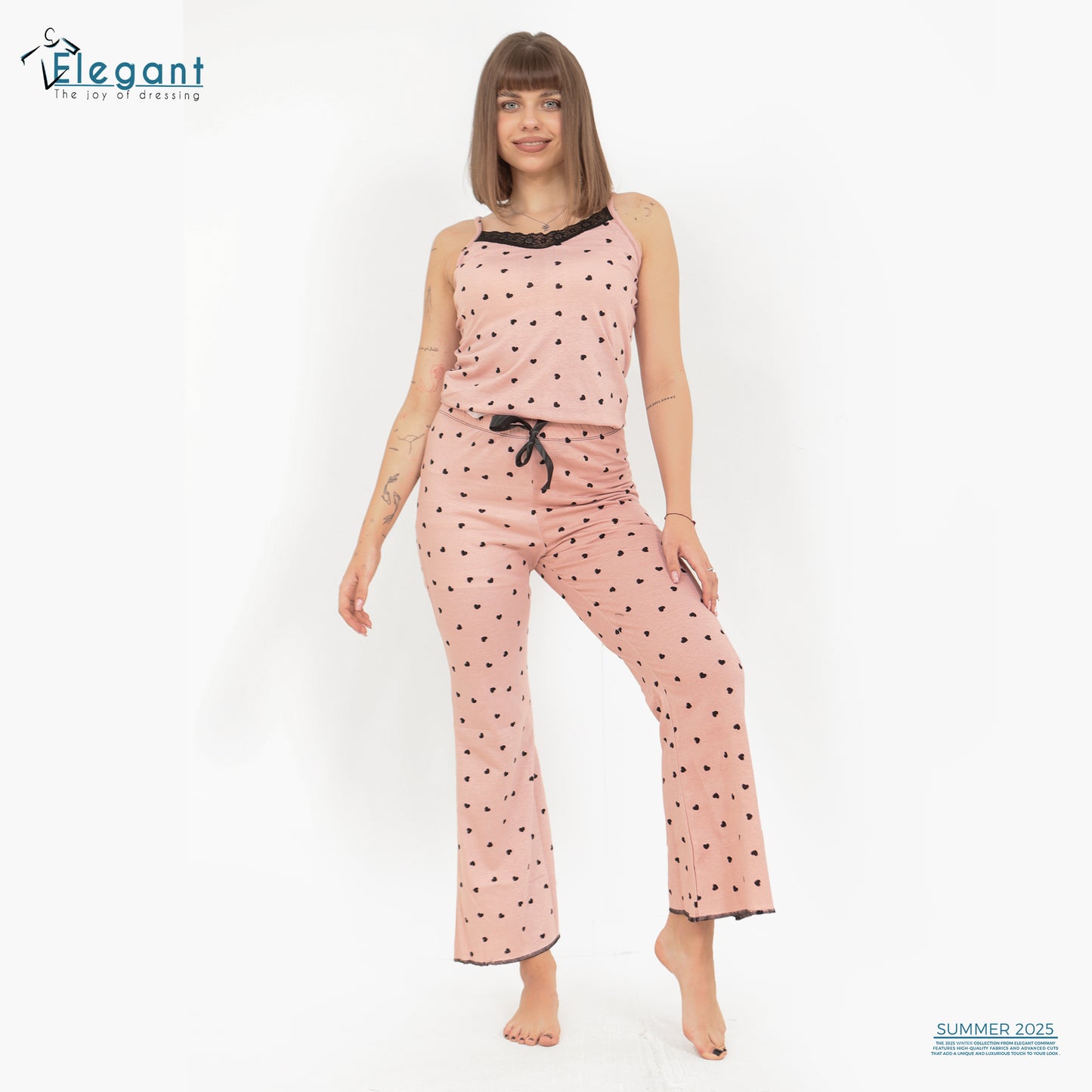 PJ Cotton Wide leg Pants - mini hearts - Simon