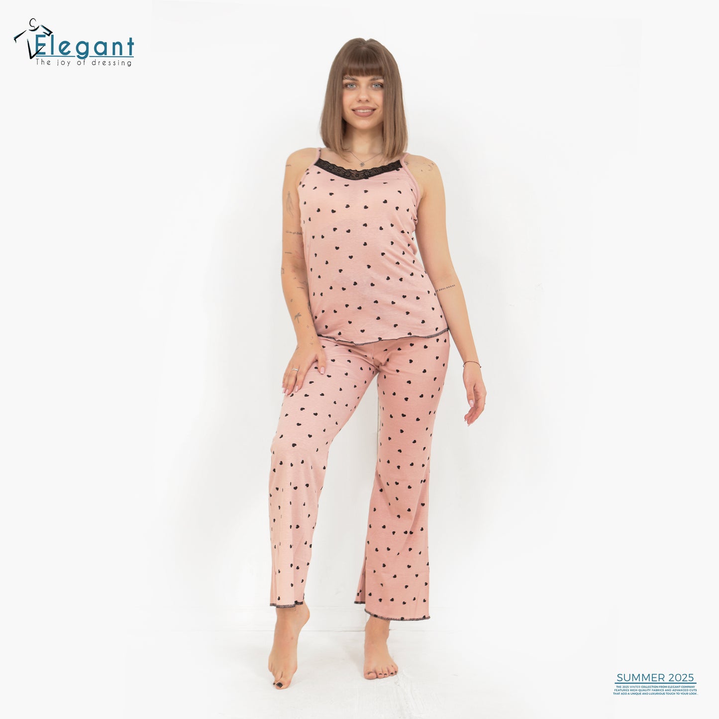 PJ Cotton Wide leg Pants - mini hearts - Simon