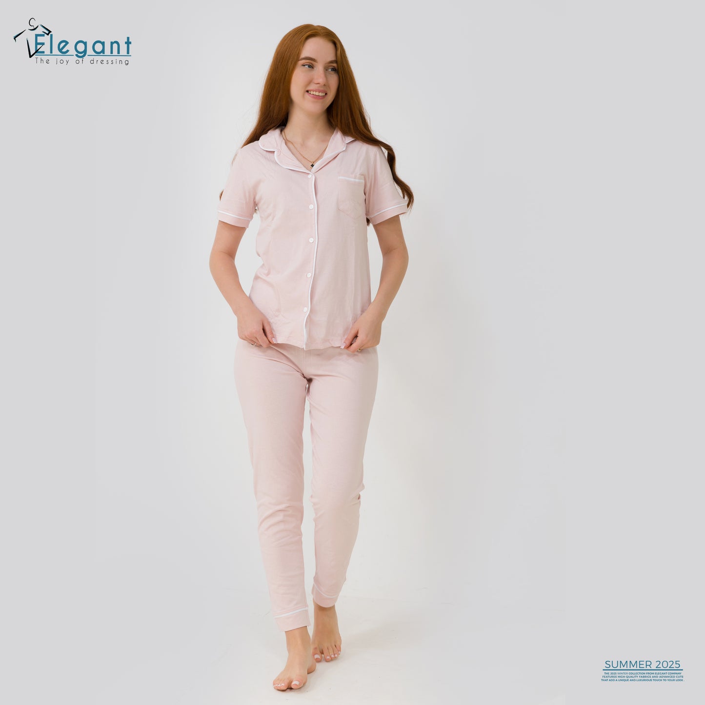 Classic PJ Pants Cotton Plain - Powder Pink