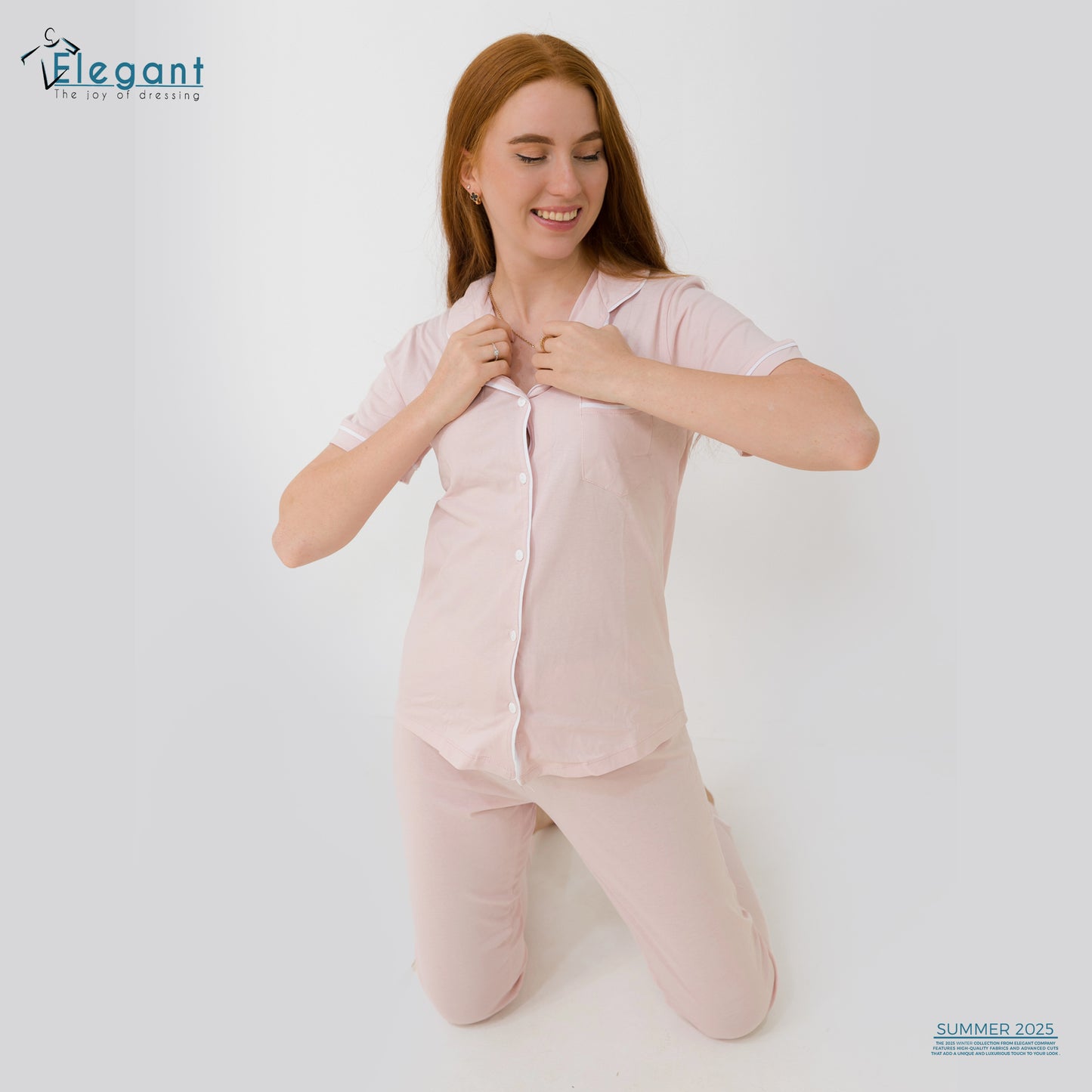 Classic PJ Pants Cotton Plain - Powder Pink