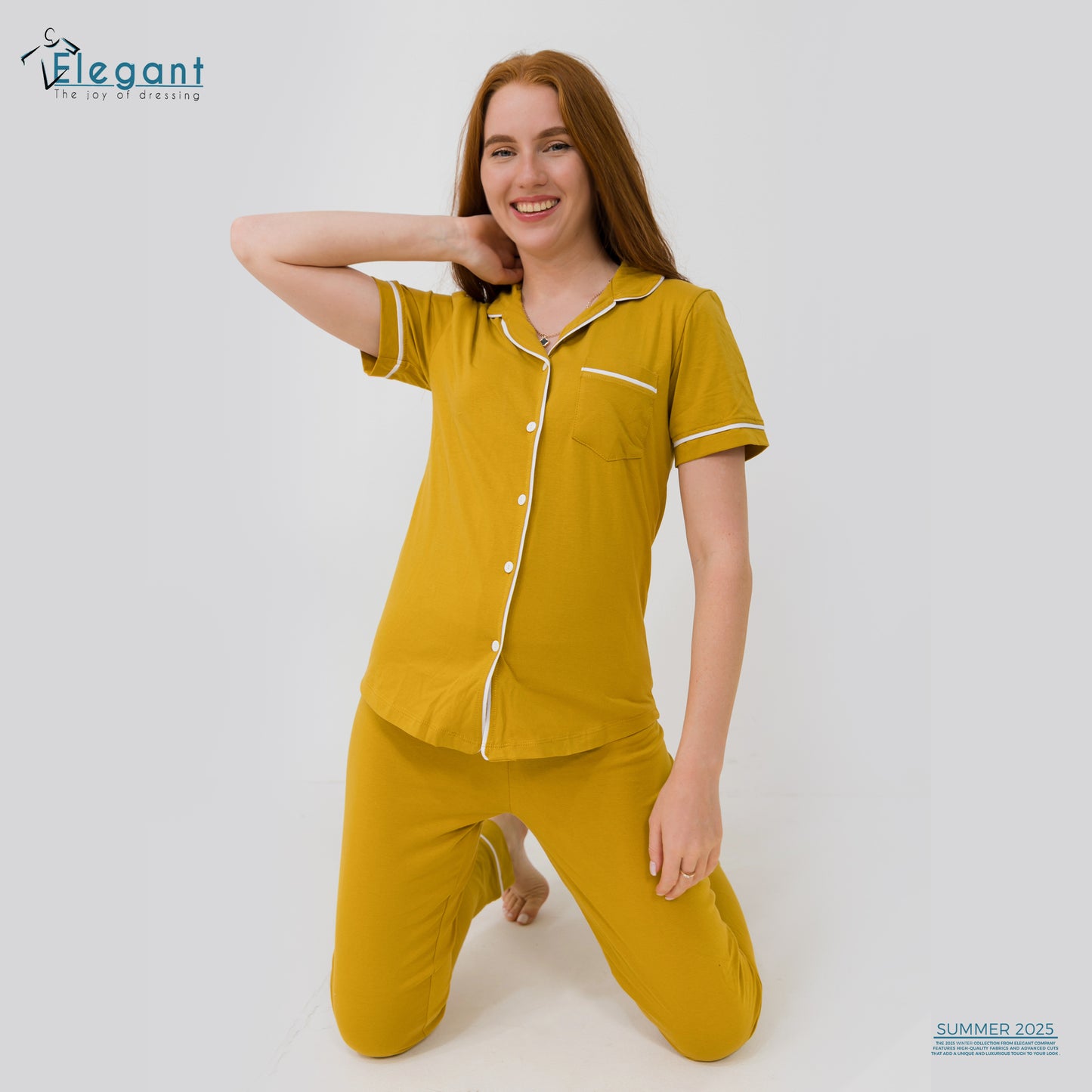 Classic PJ Pants Cotton - Plain Mustard
