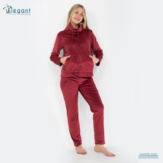 Velvet High neck PJ - Maroon