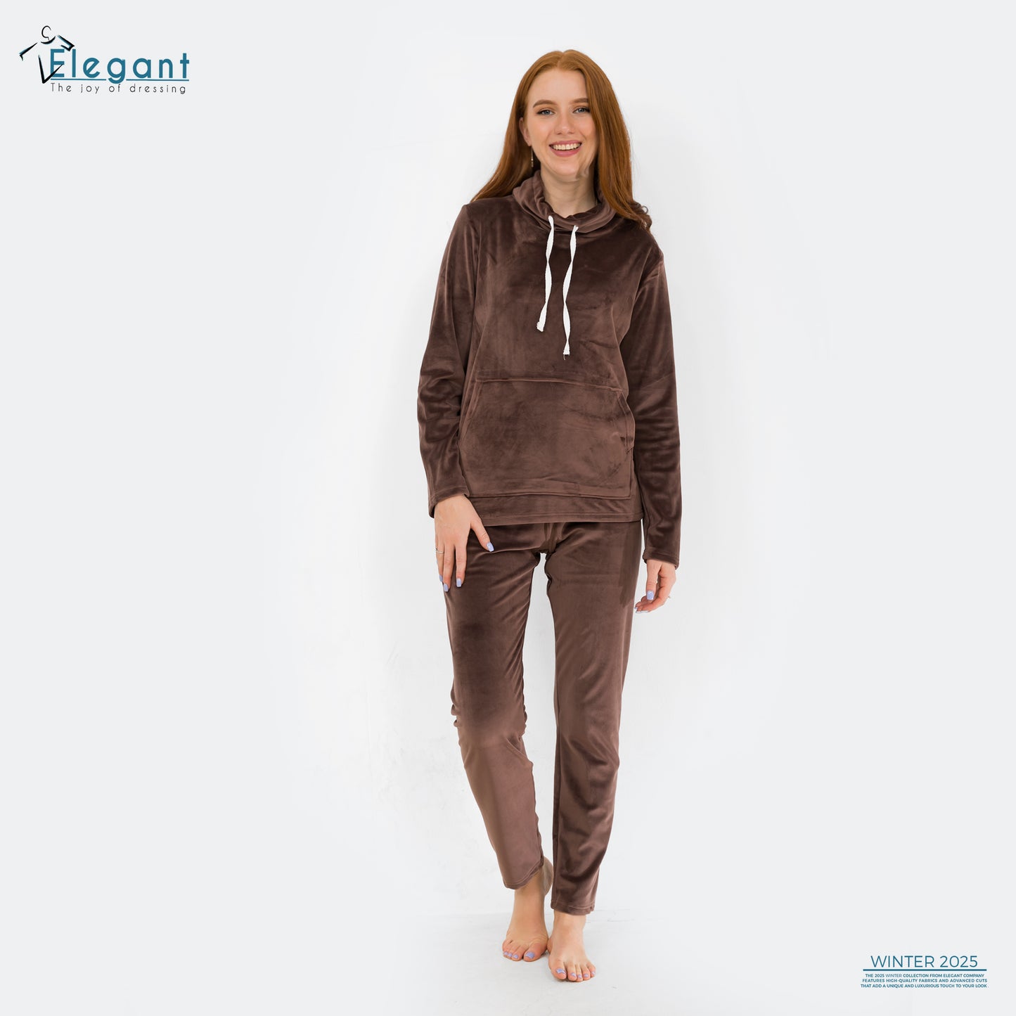 Velvet High neck PJ - Brown