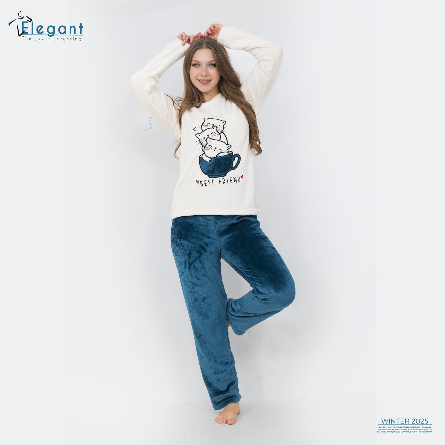 Polar PJ Offwhite/indigo - kitten friends