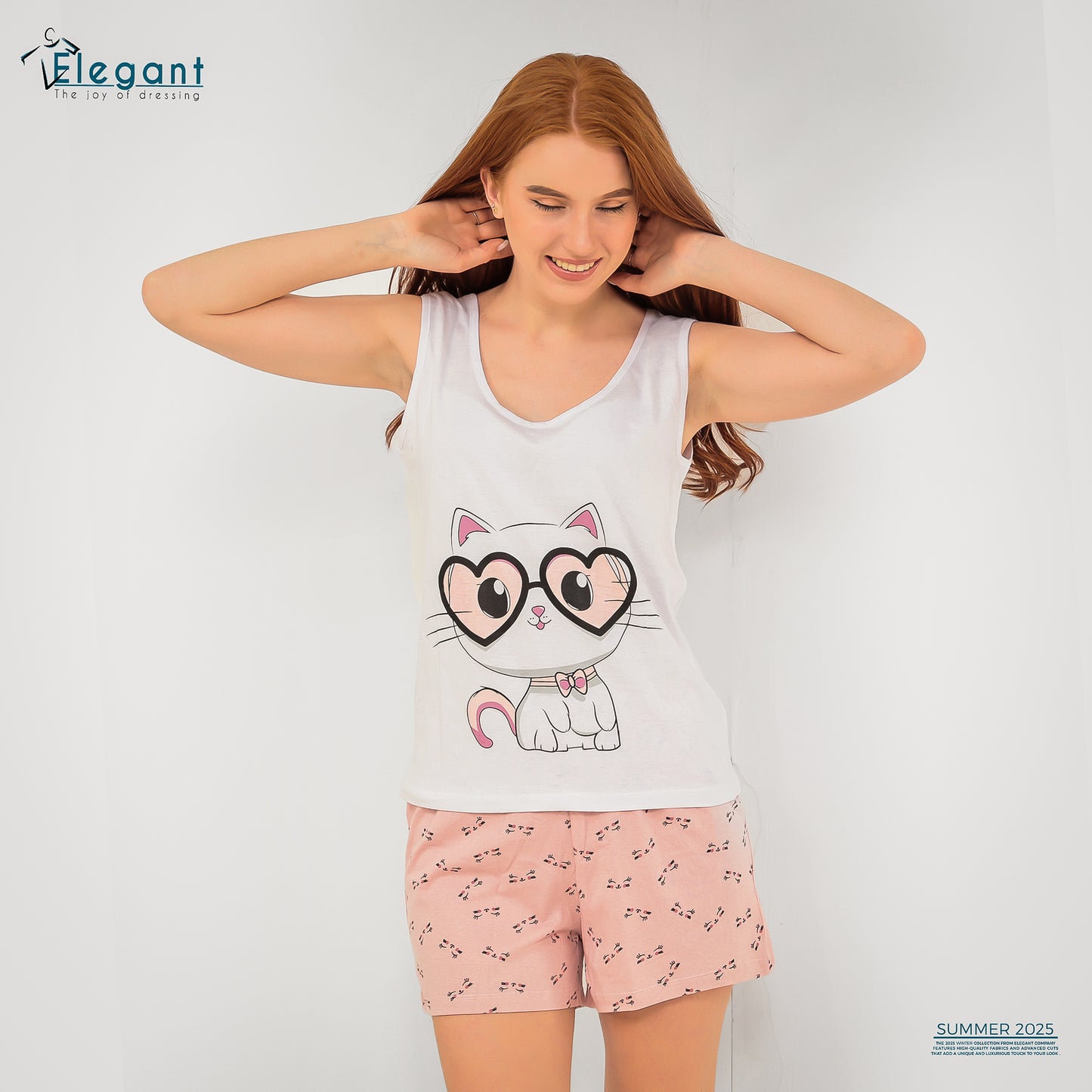 PJ short Cotton White - Cat Sunglasses