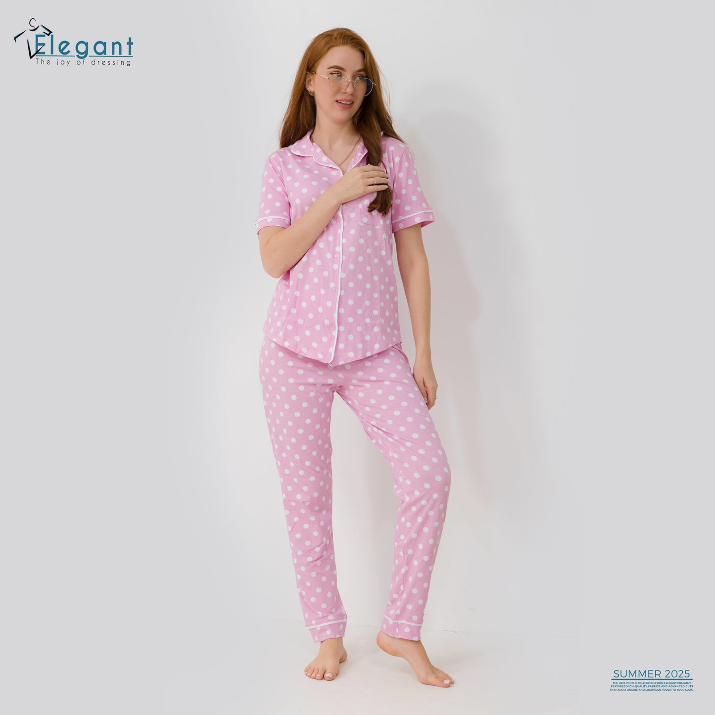 Classic PJ Pants Cotton - Rose Polka Dots