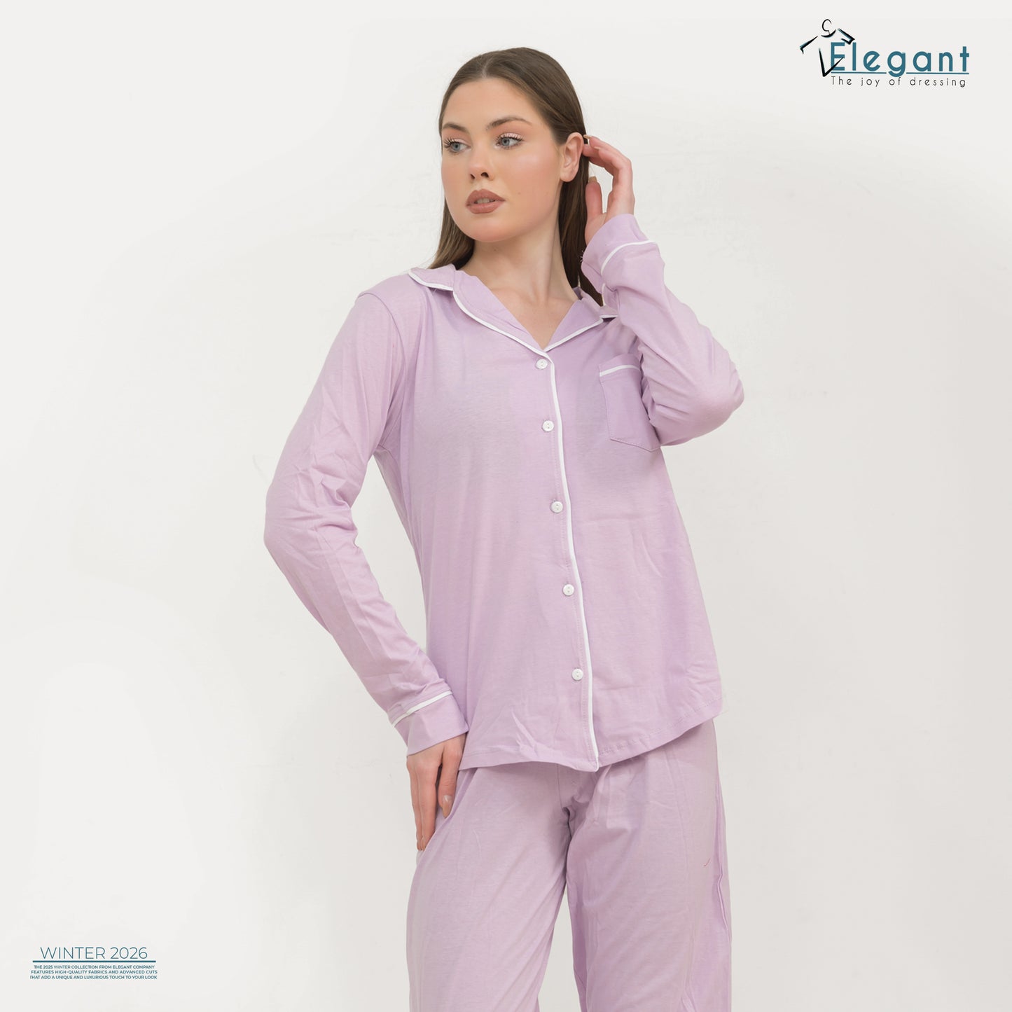 Cotton Long sleeves Wide Leg Classic PJ - Lavander