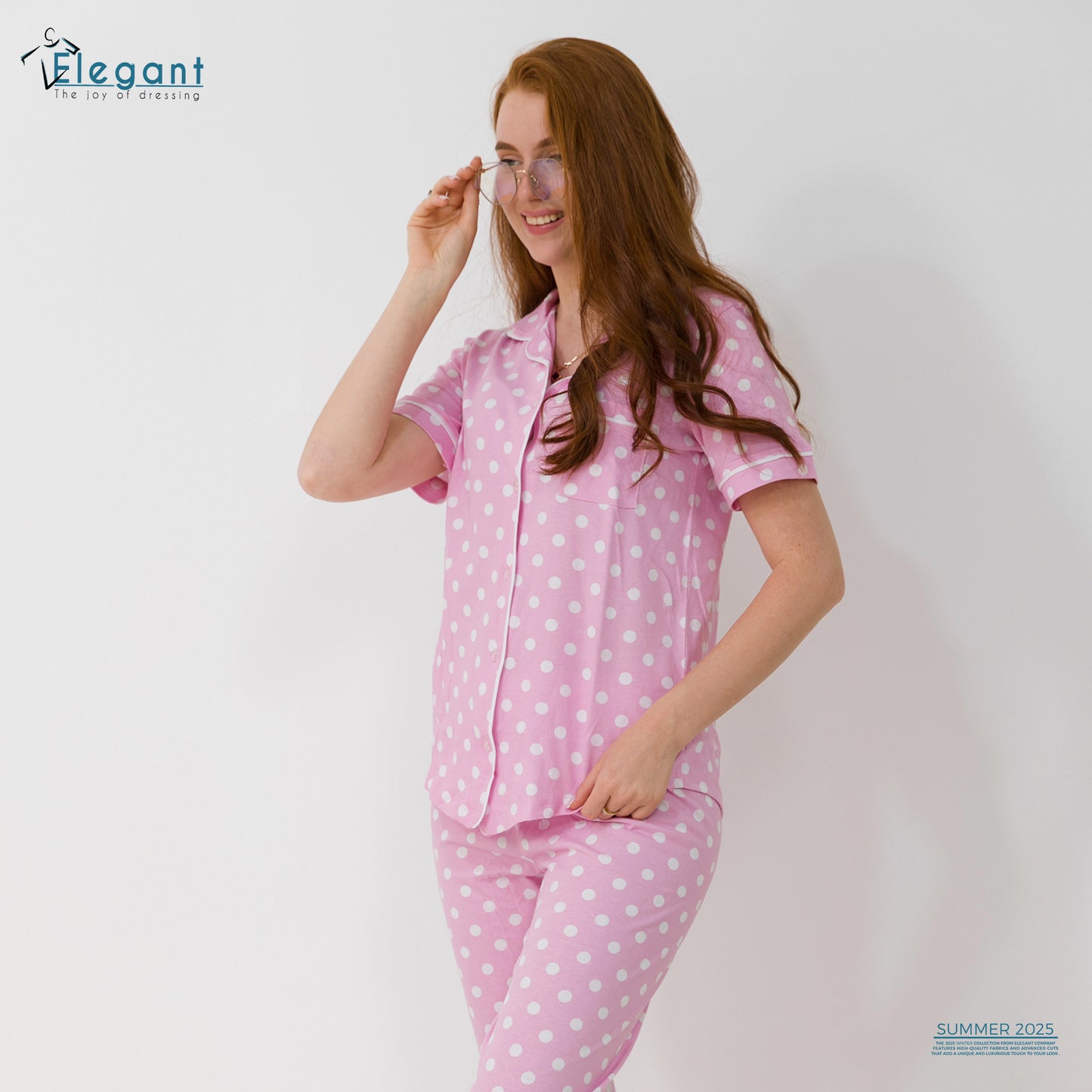 Classic PJ Pants Cotton - Rose Polka Dots