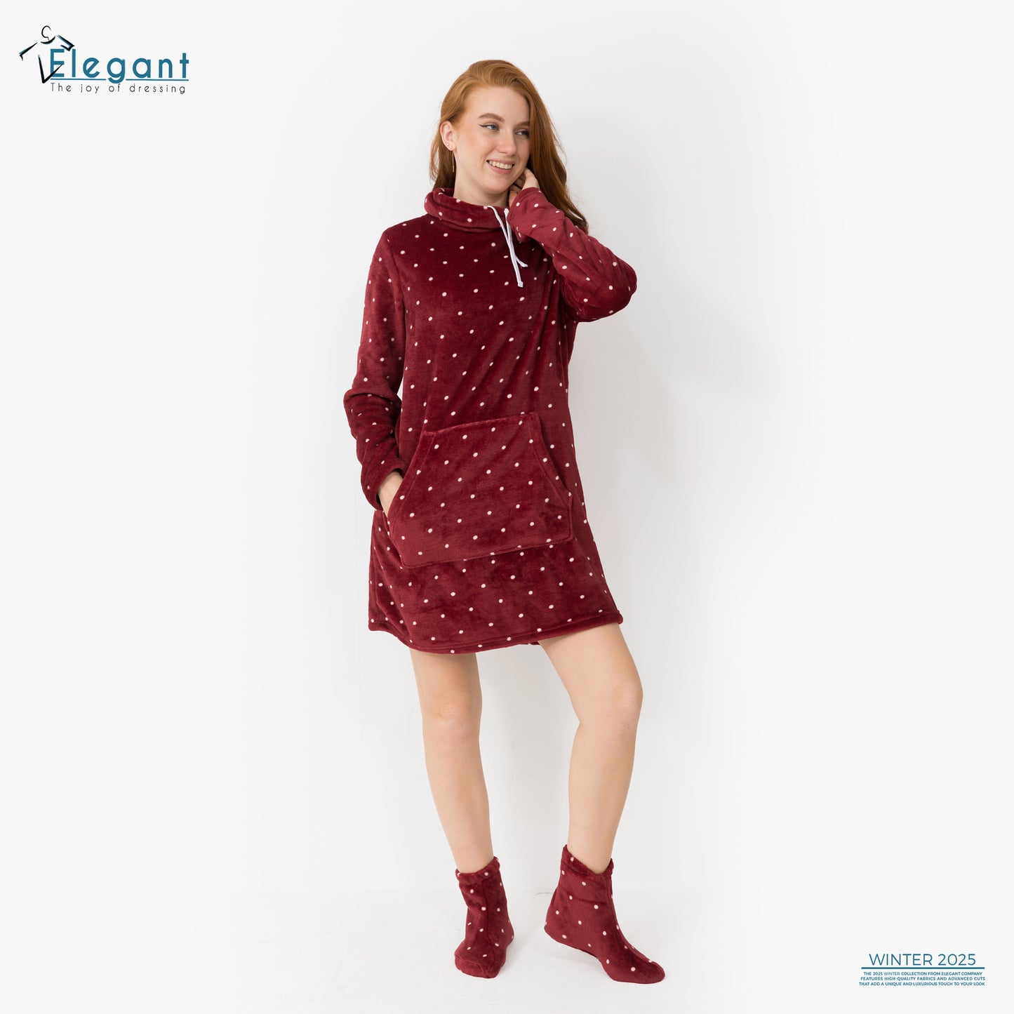 Nightshirt with Footwear - Maroon Pearl
