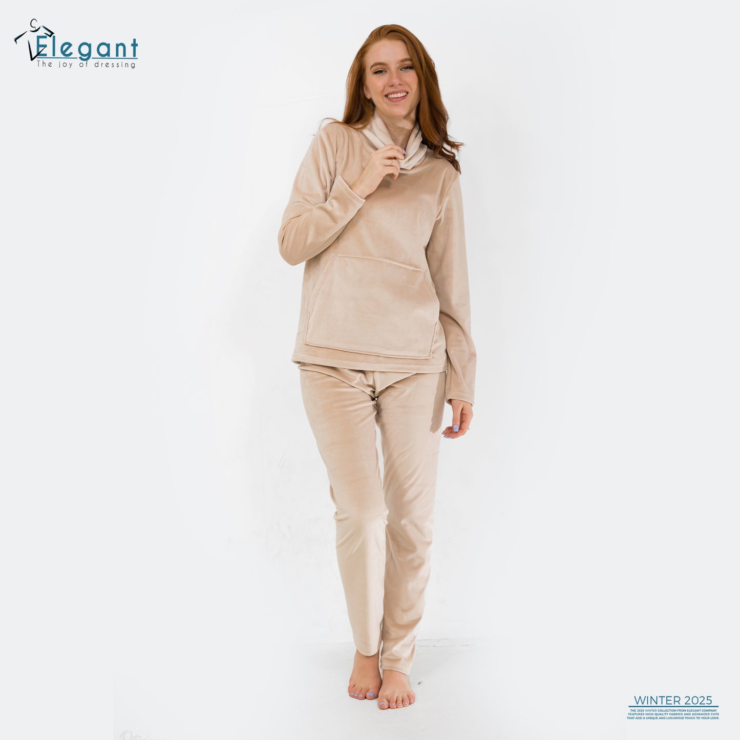 Velvet High neck PJ - Beige