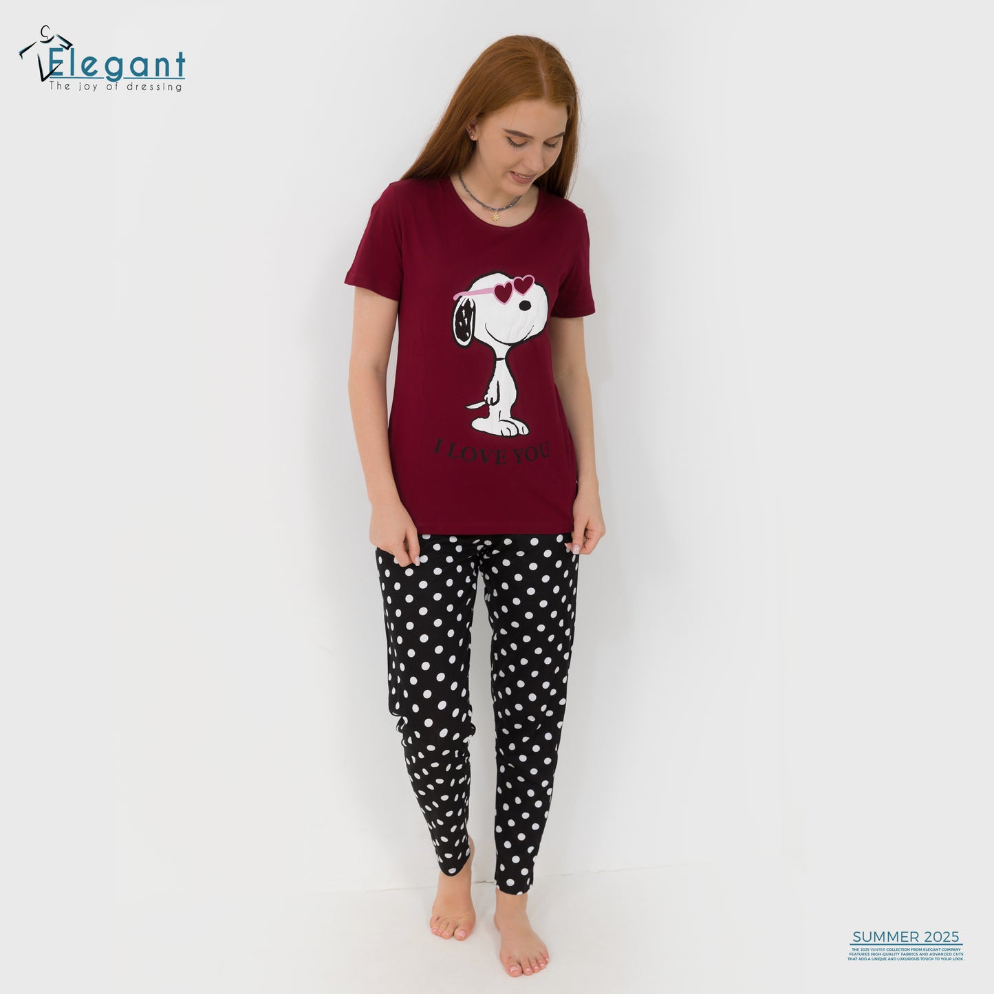 PJs Pants Cotton Burgundy - Cool Snoopy