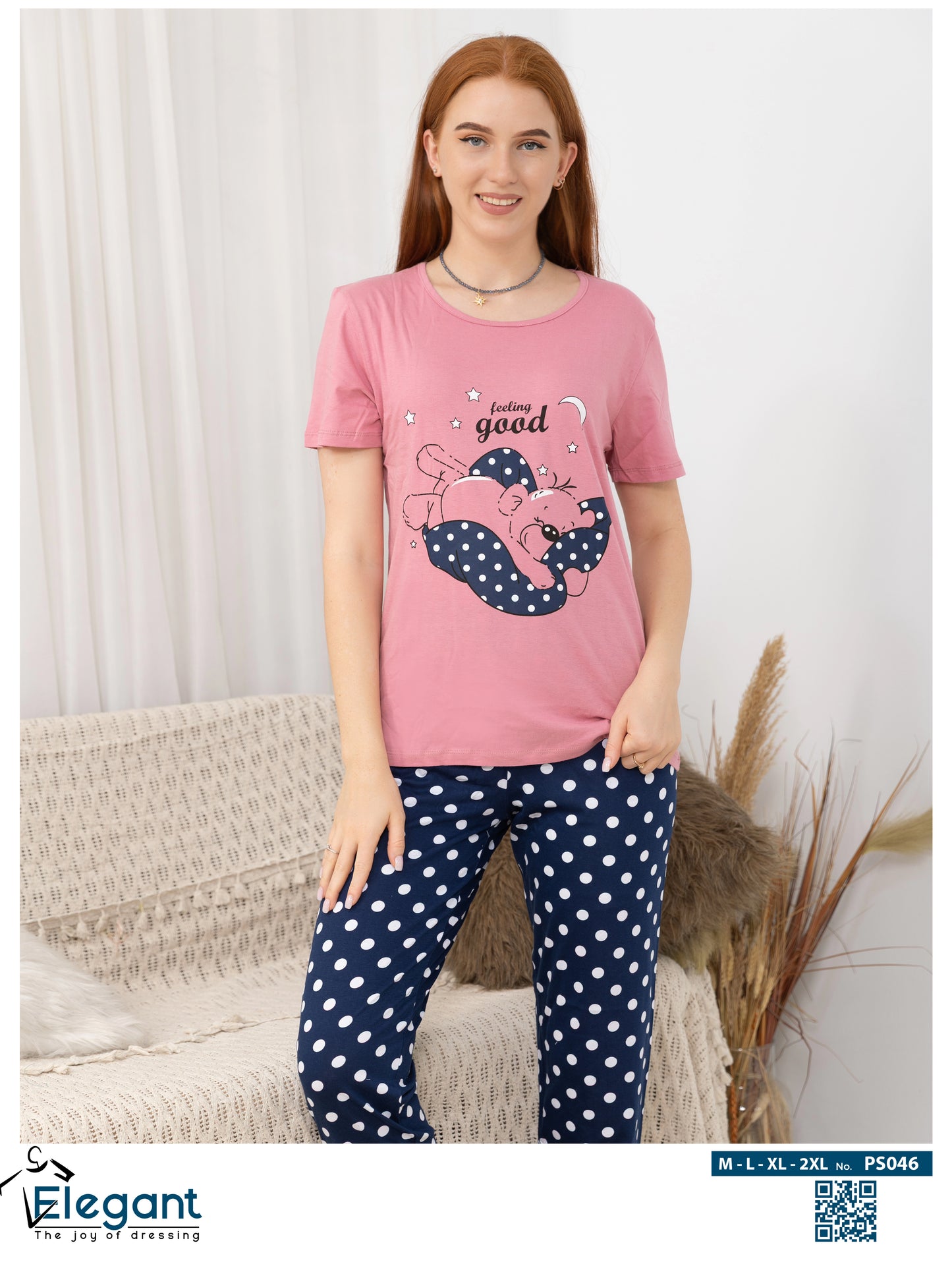 PJs Pants Cotton - Pink Sleepy Dog
