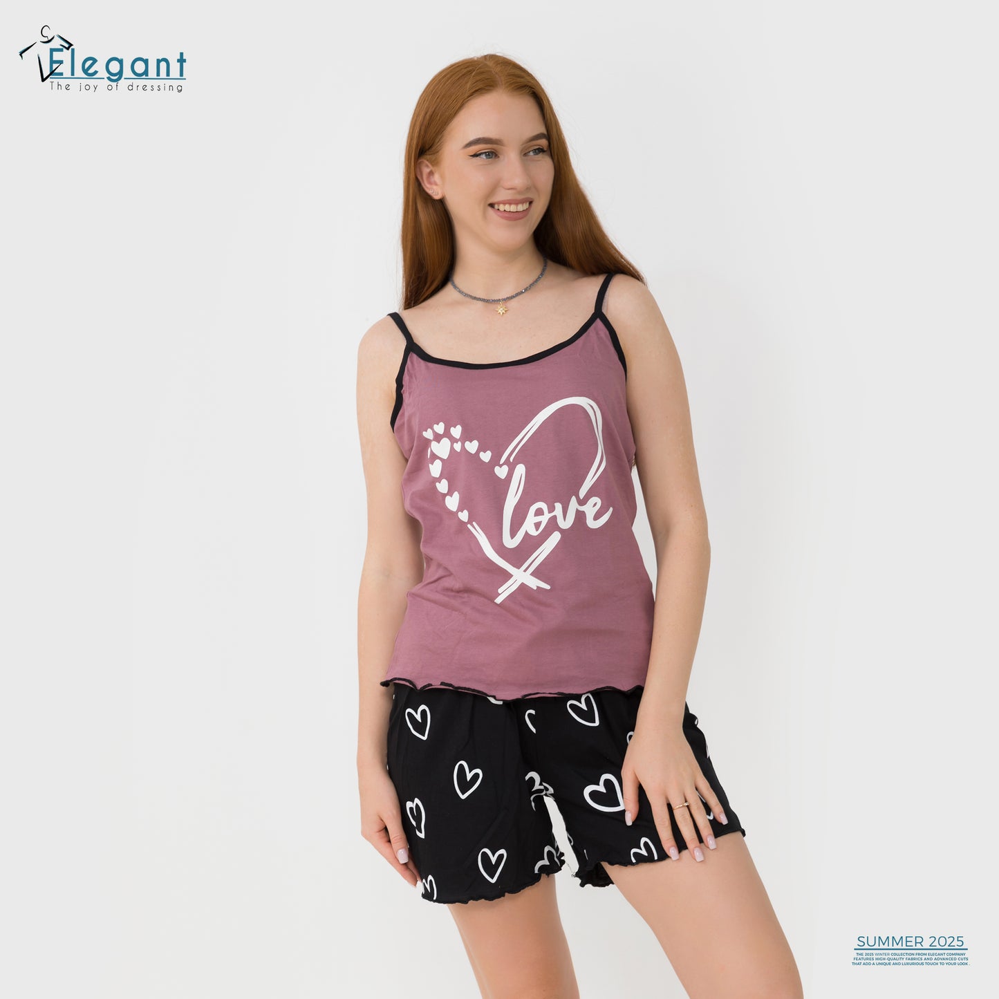 PJ short Cotton Brick Red - love