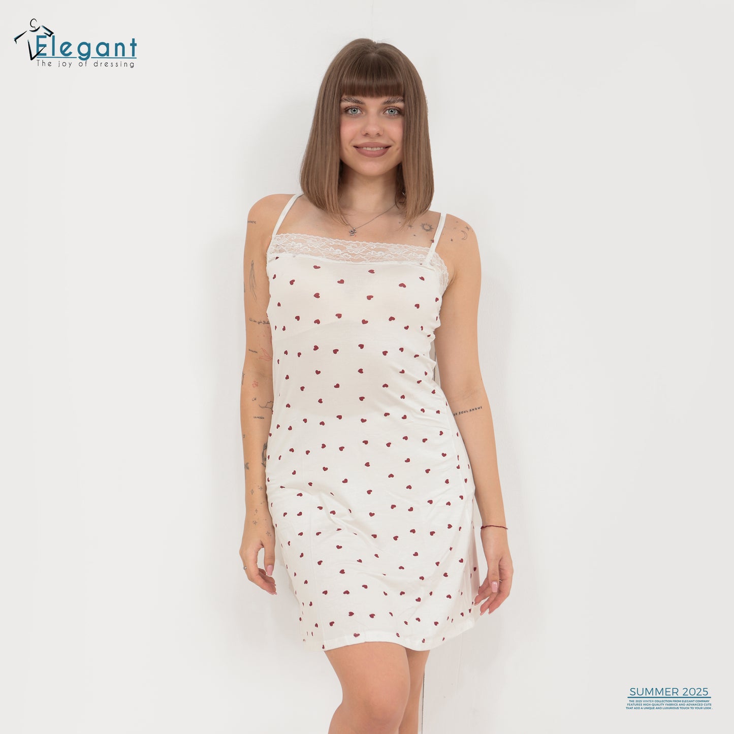 Set Viscose Nightshirt & Robe - white - Hearts