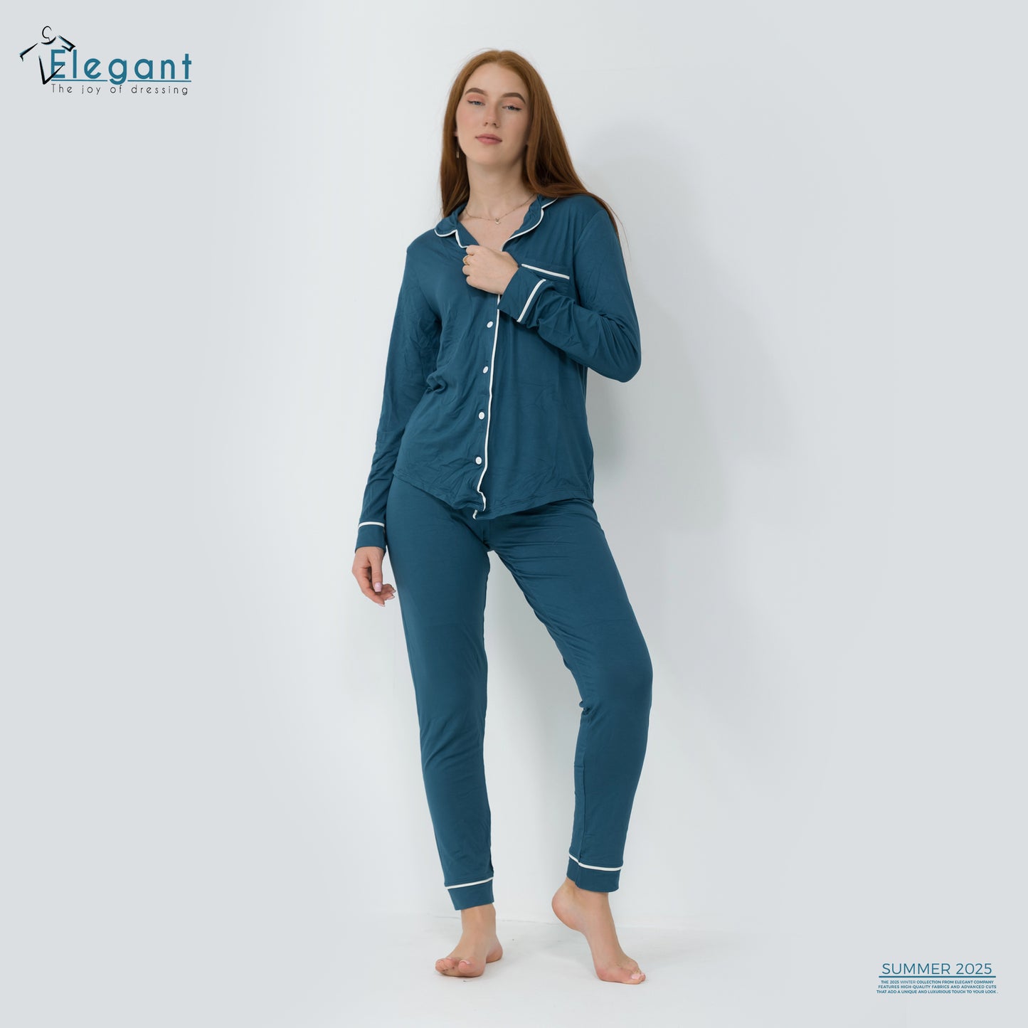 Soft Cotton Long sleeves Classic PJ Pants - Azure Blue