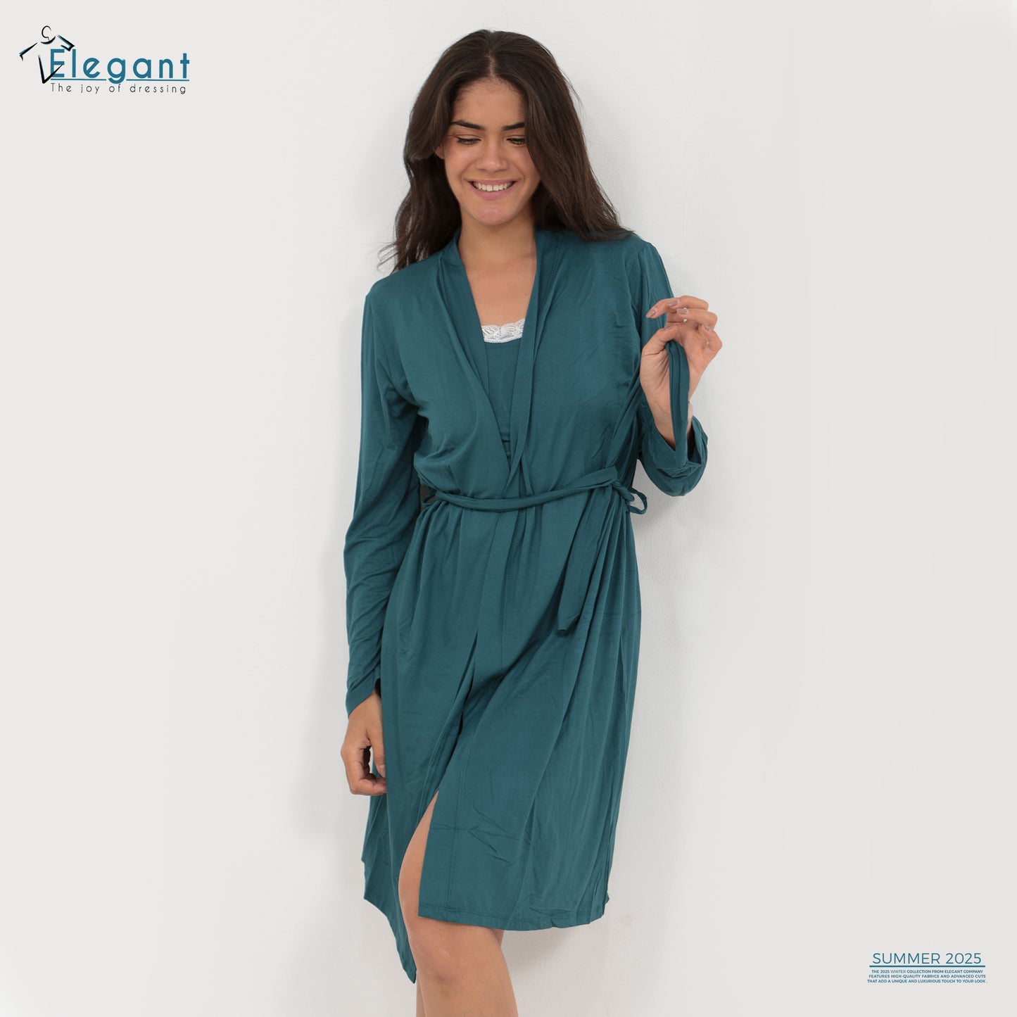 Set Nightshirt with Robe - Azure Blue
