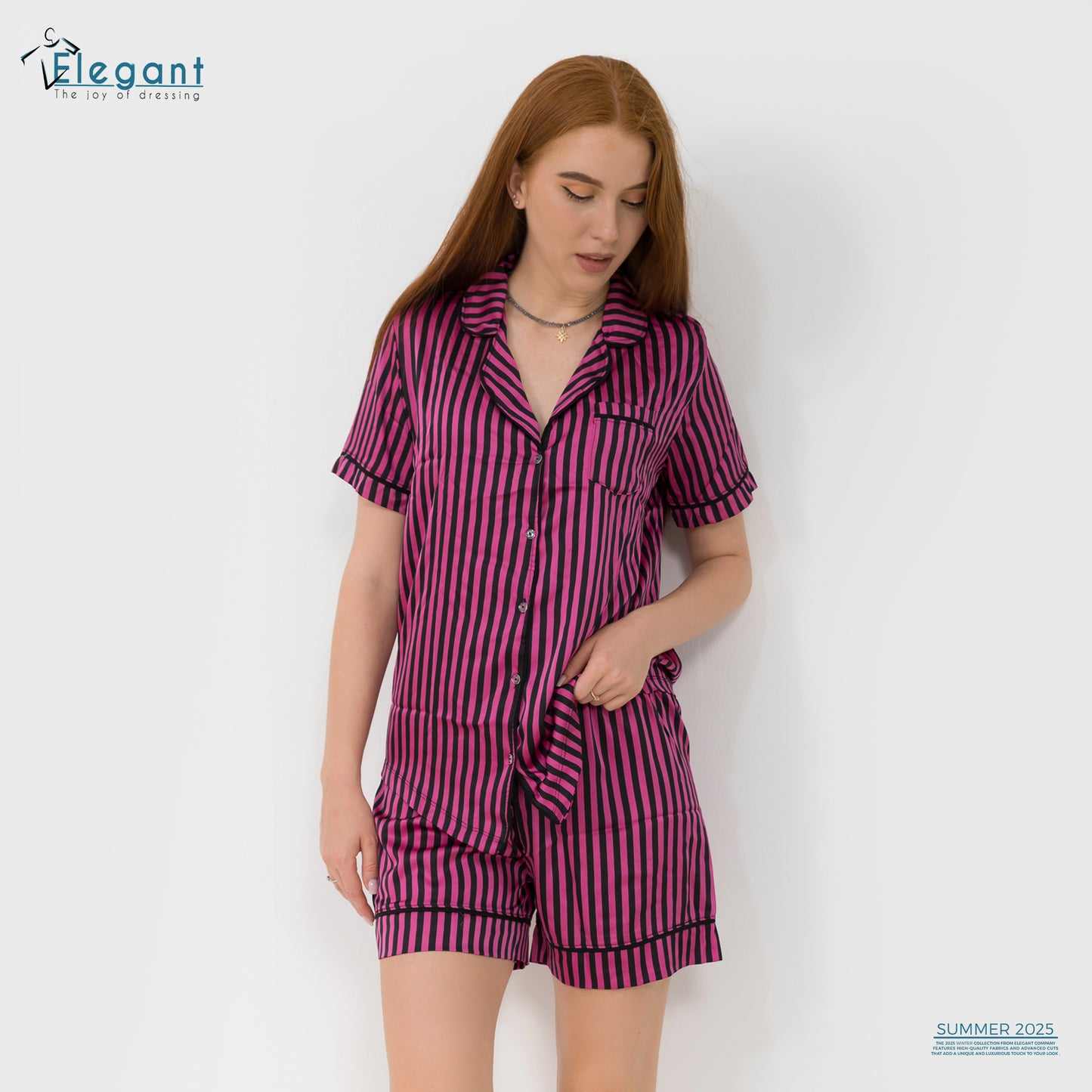 Satin Classic PJ Shorts - Stripe Pink