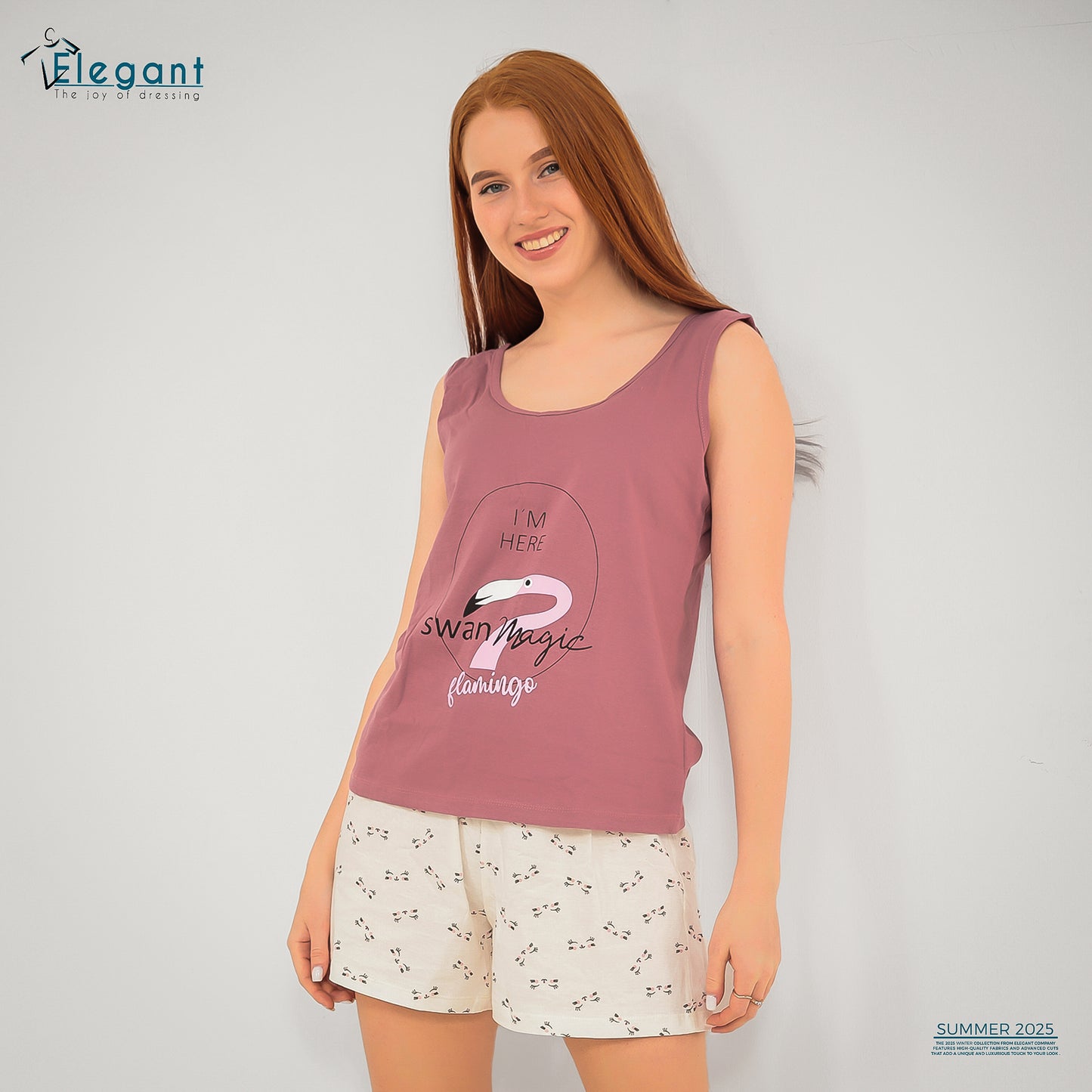 PJ short Cotton Cashmere - Flamingo i'm here