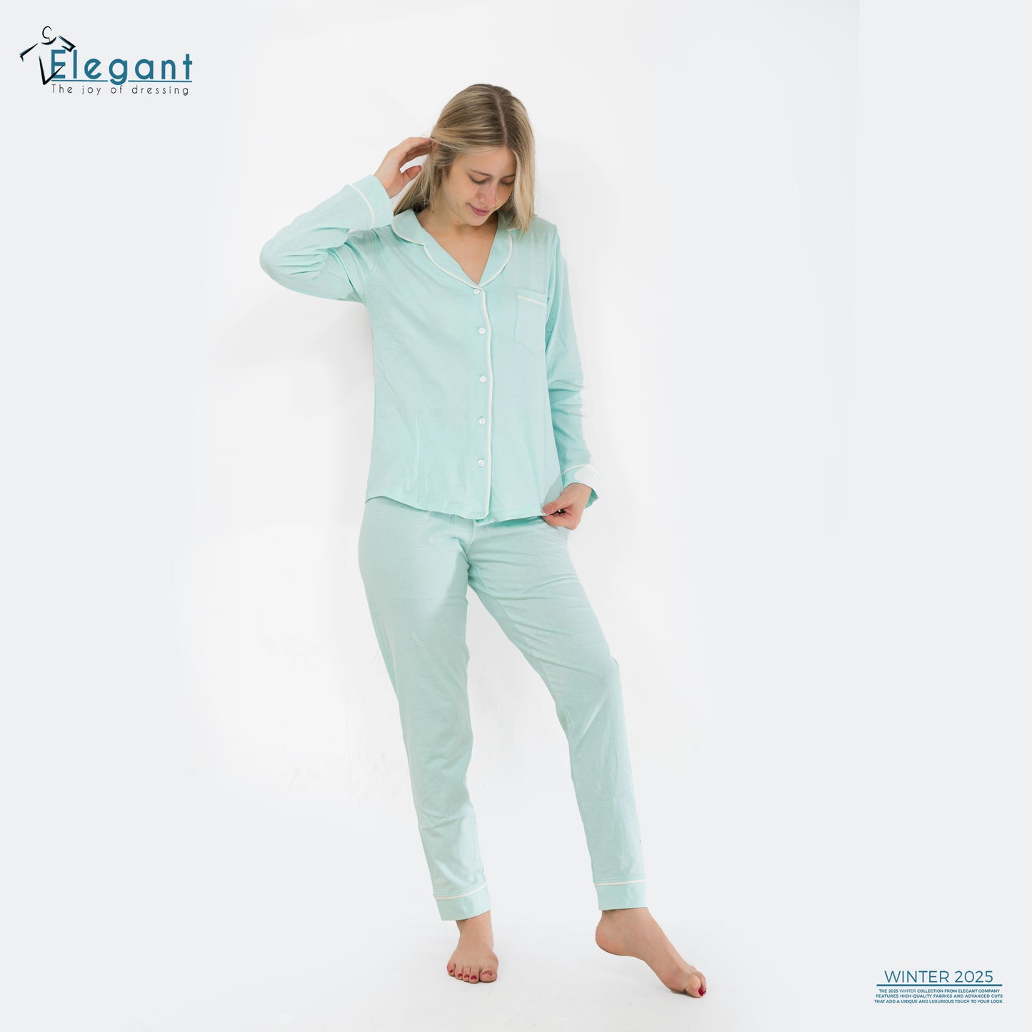 Cotton Long sleeves Classic PJ Pants - Mint
