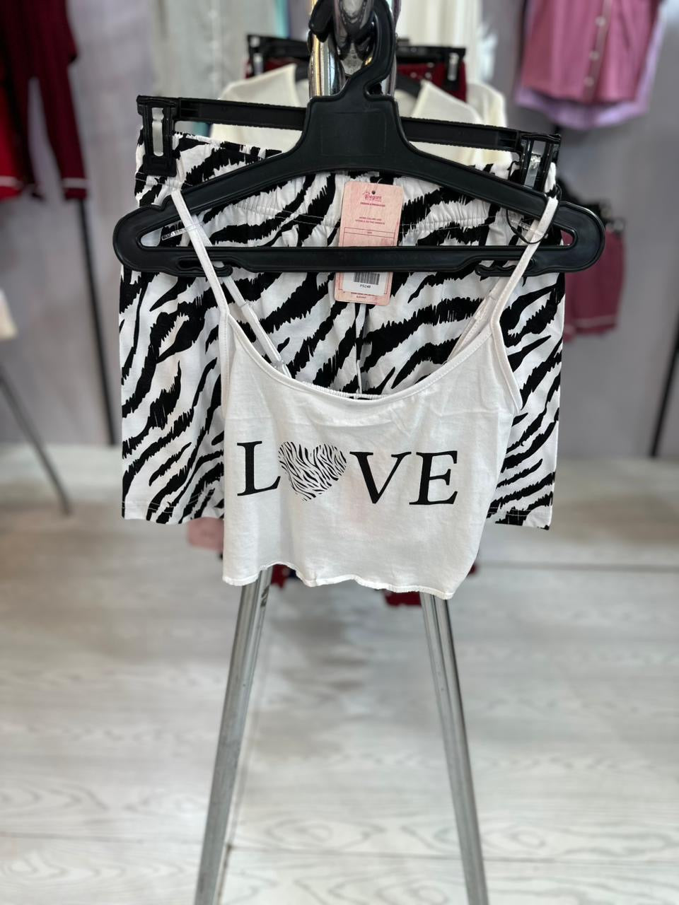 Crop Top PJ Shorts - Wildlove Zebra