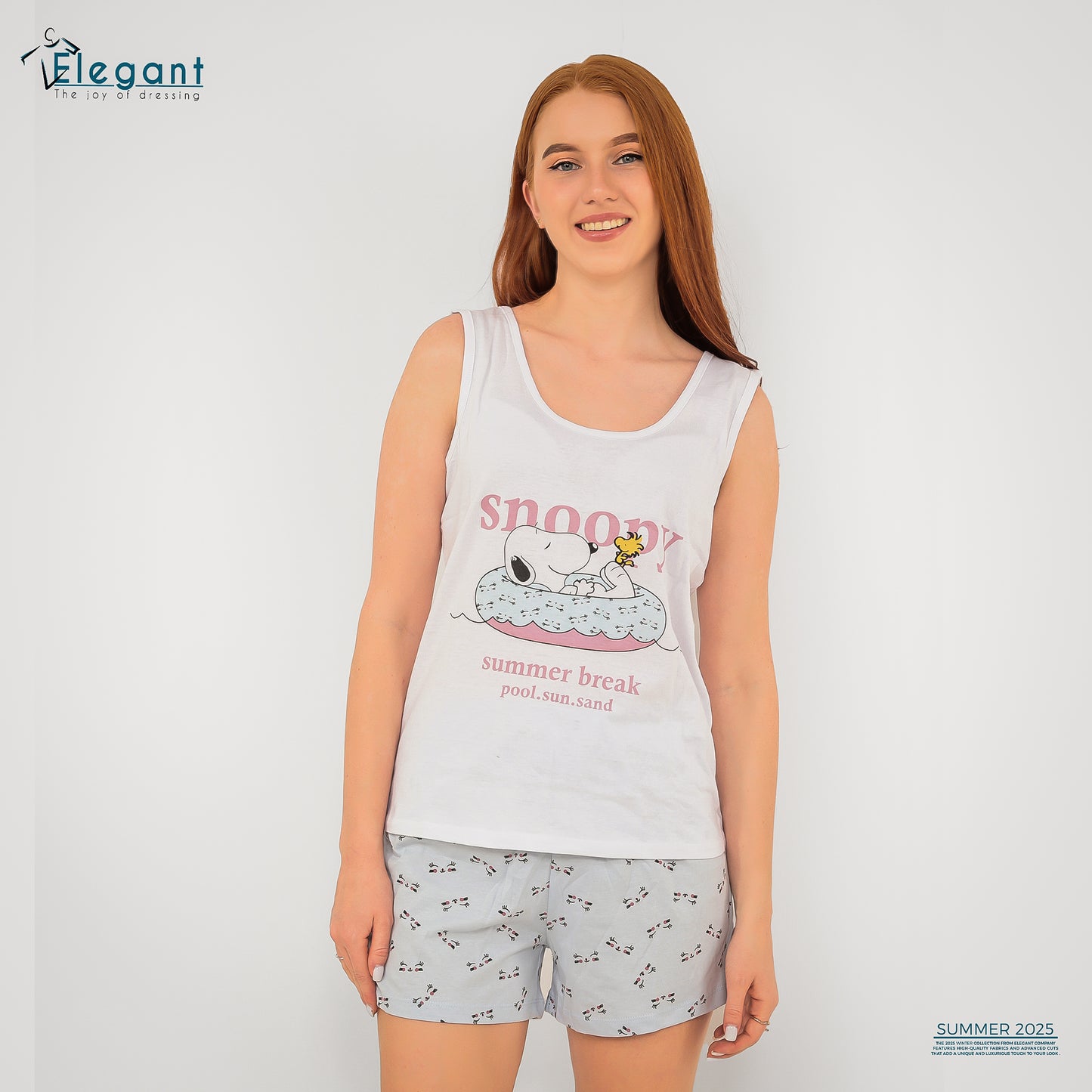 PJ short Cotton White - Snoopy Summer Break