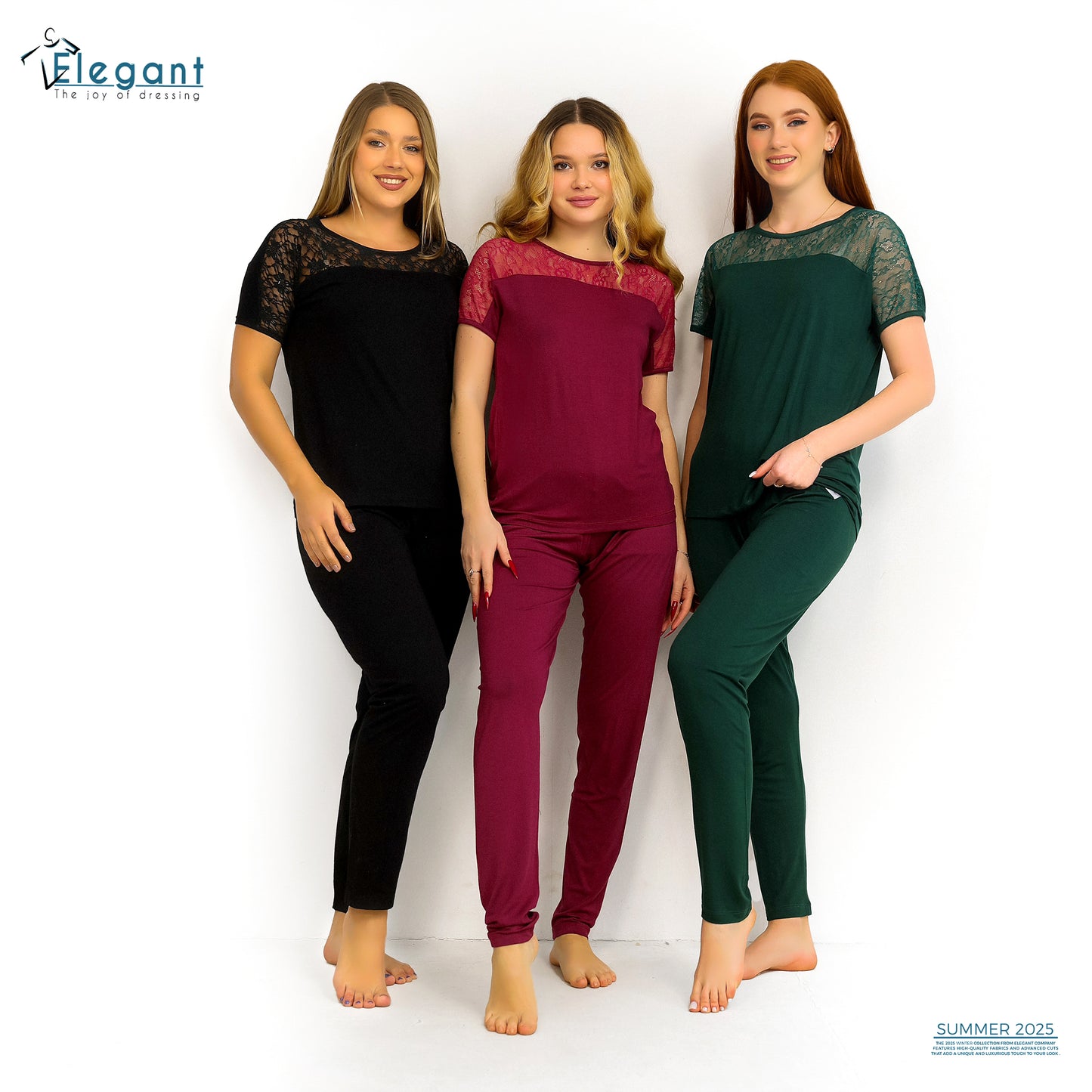 PJ Pant Viscose with Shoulder Lace - Burgundy