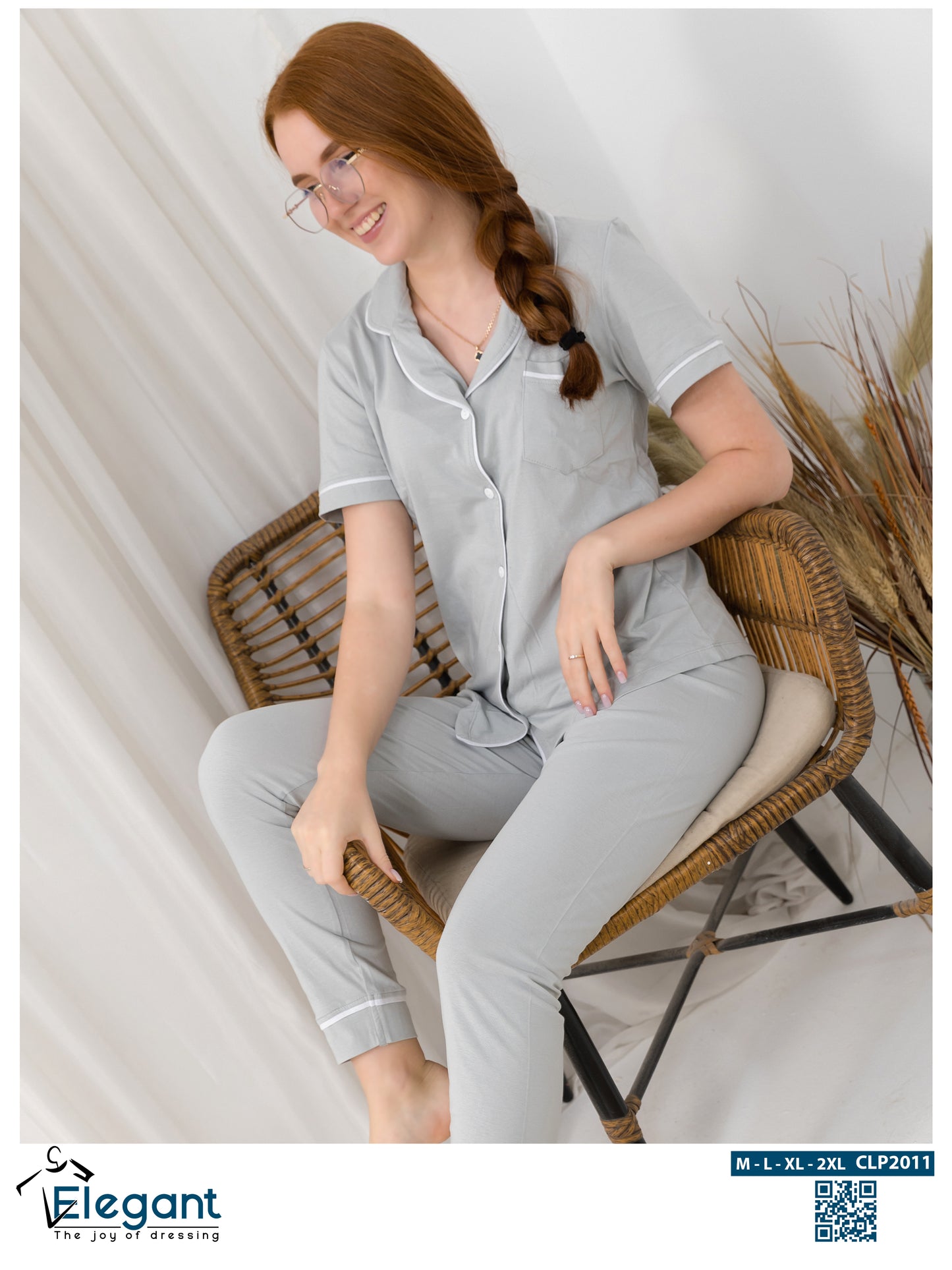 Classic PJ Pants Cotton Plain - Light Grey