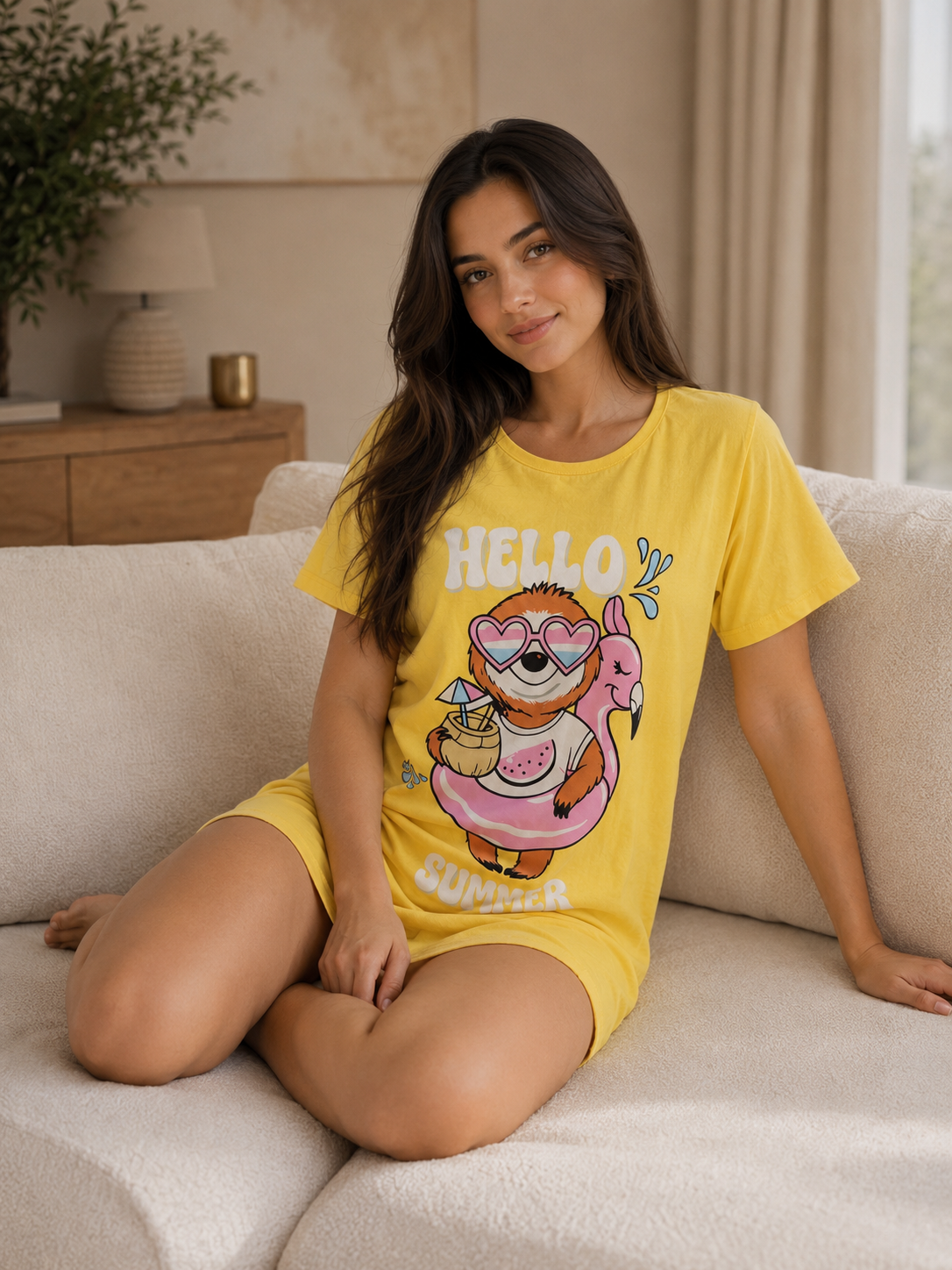 Nightshirt Cotton - Yellow - Hello Summer