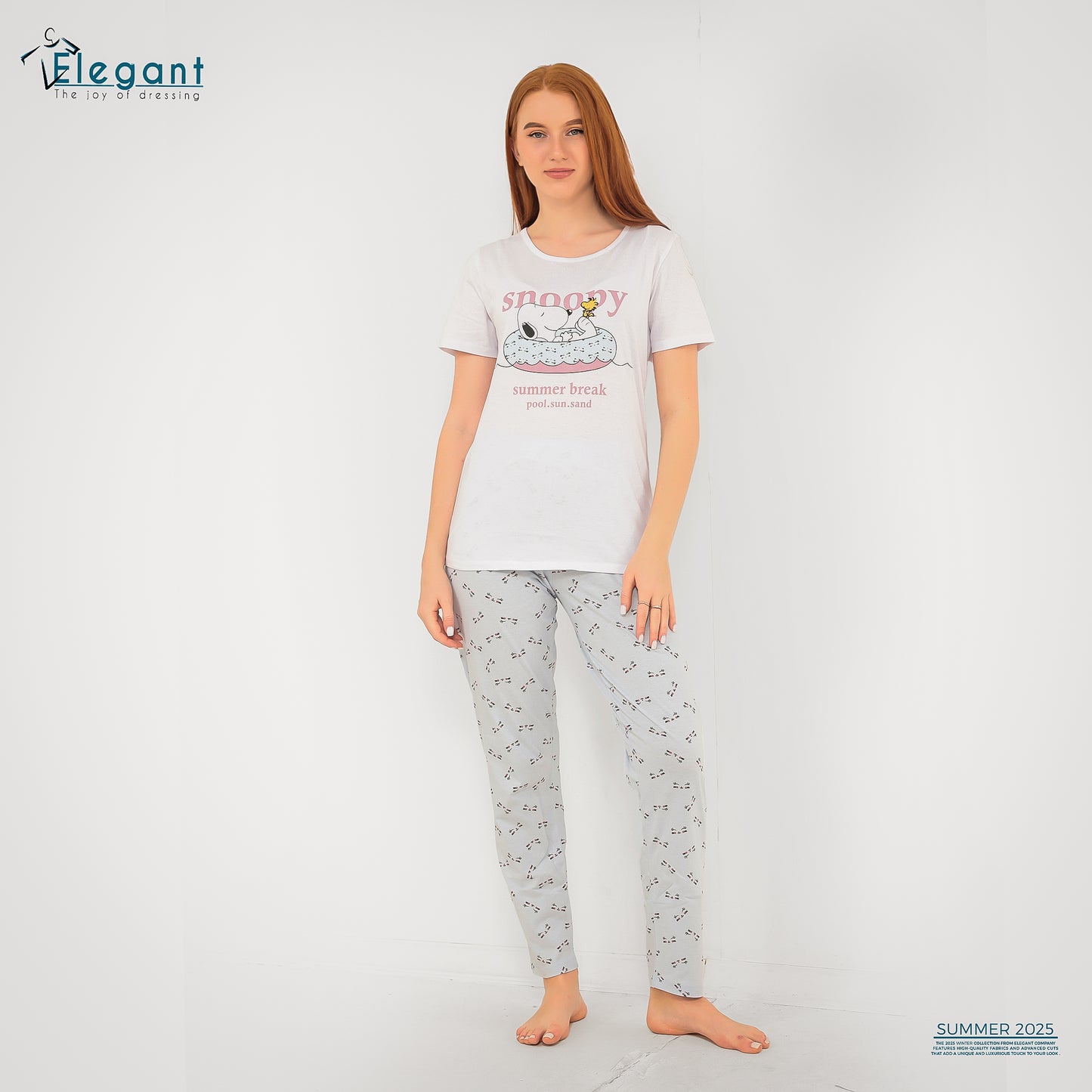 PJs Pants Cotton White - Snoopy Summer Break