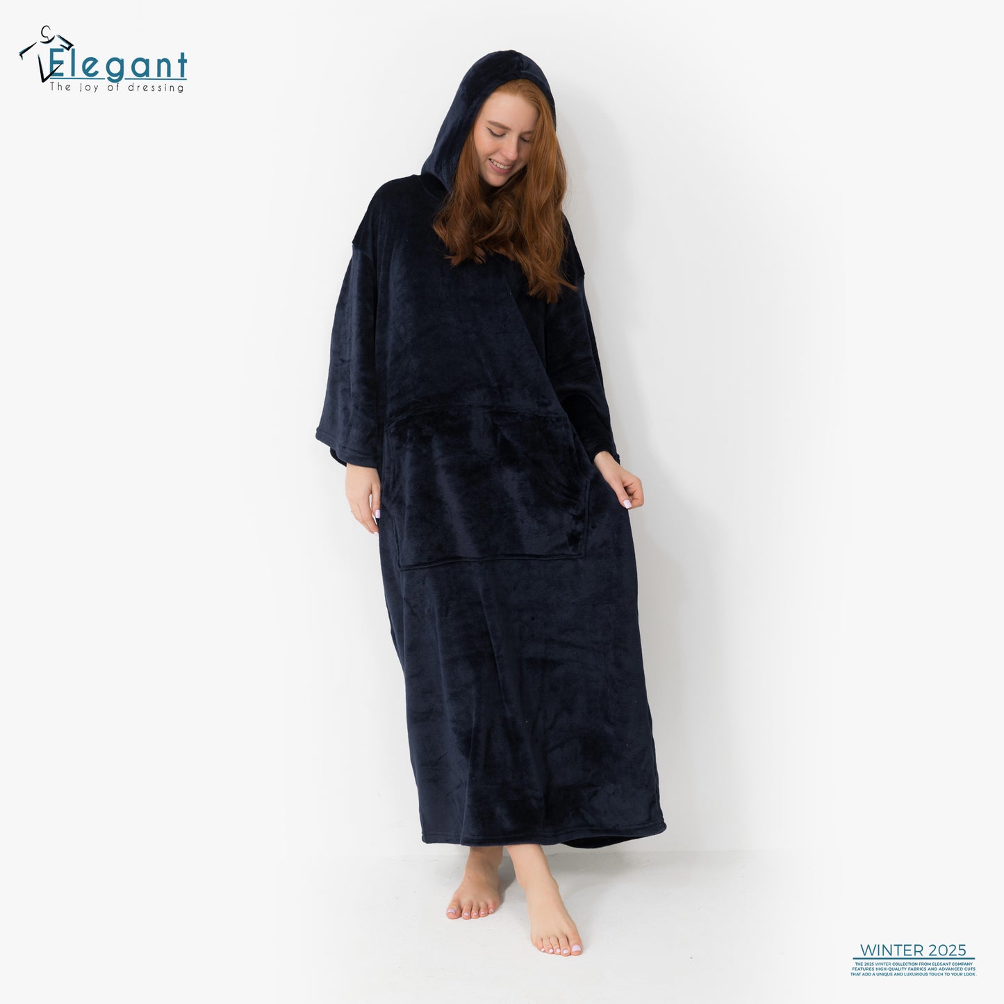 Long Blanket Hoodie - Navy