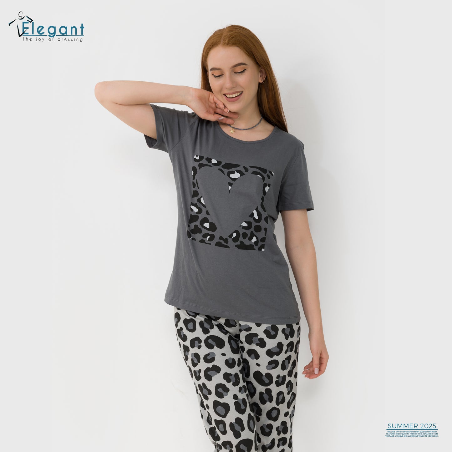 PJs Pants Cotton - Grey - Leo heart