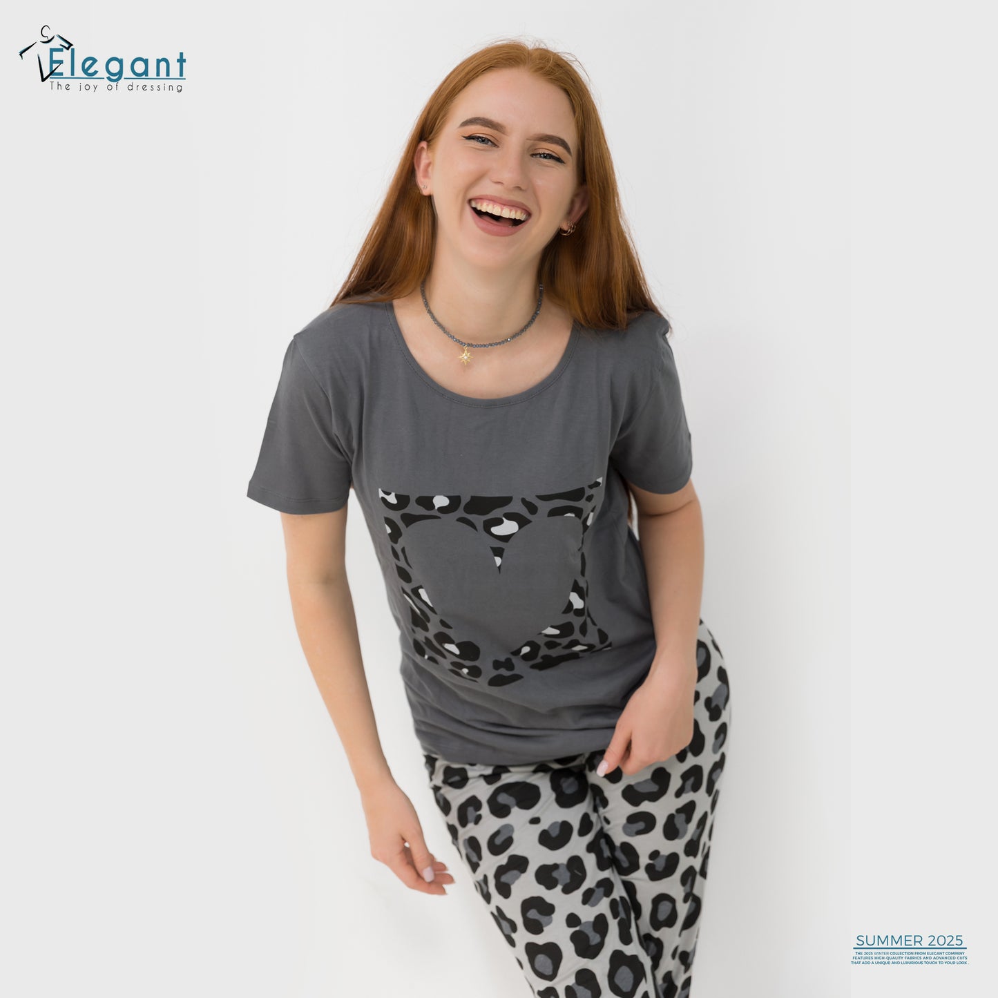 PJs Pants Cotton - Grey - Leo heart