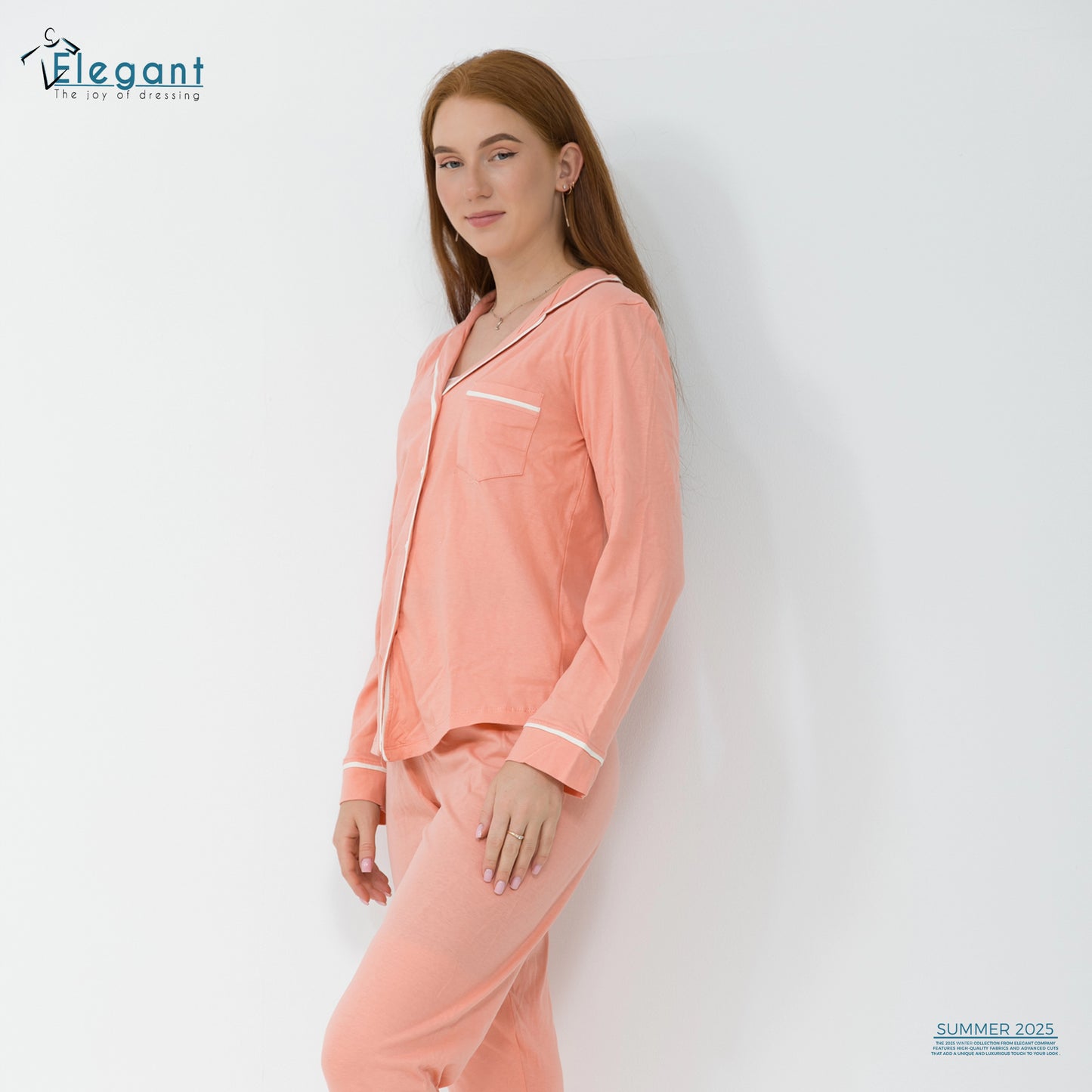 Cotton Long sleeves Classic PJ Pants - Coral