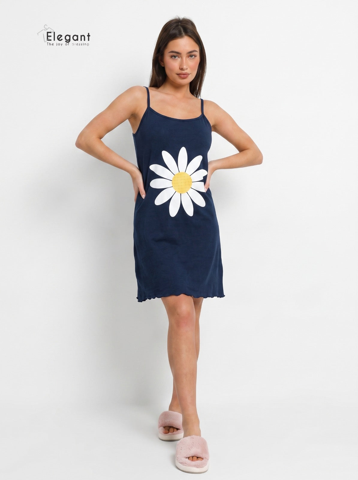 Nightshirt Cotton Sleeveless - Navy - Glow Petals