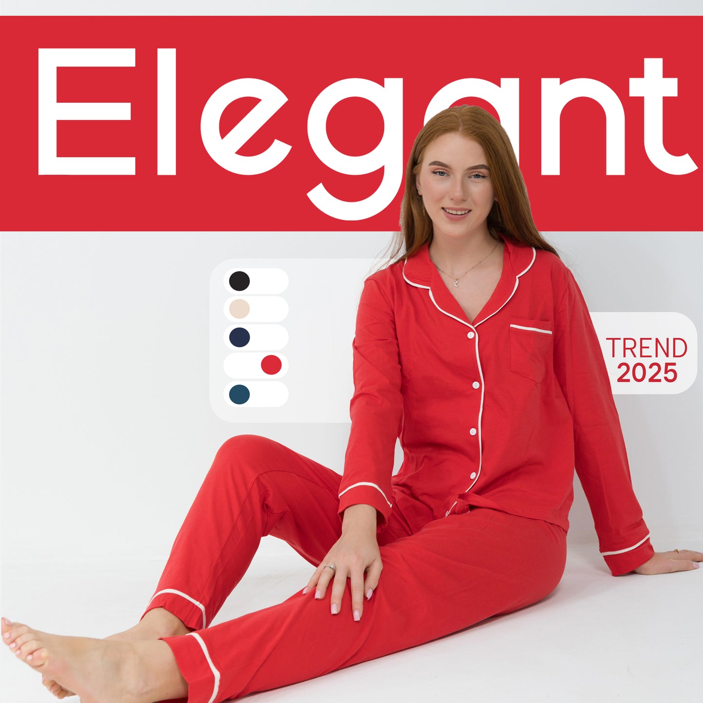 Cotton Long sleeves Classic PJ Pants - Red